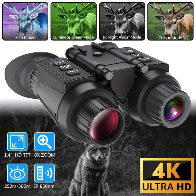 Dumjug 4K Digital Night Vision Goggles Binoculars with Photo and Video Recorder, 1314ft Long Distance, Nightvision Goggles for Camping Hiking with Head-Mount Kits for Helmet