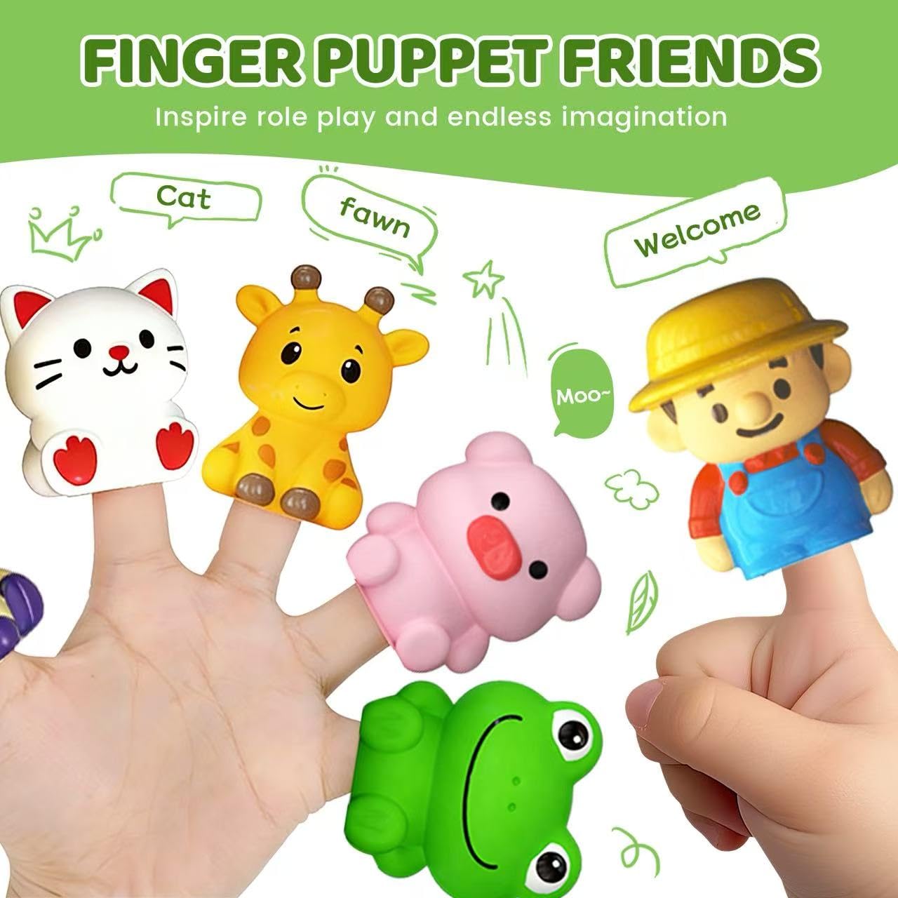 Toddler Learning Toys for 2 3 Year Old-Counting Matching & Sorting Activity Montessori Train Toys with Farm Animals Finger Puppets Birthday Gift for Baby Boys Girls