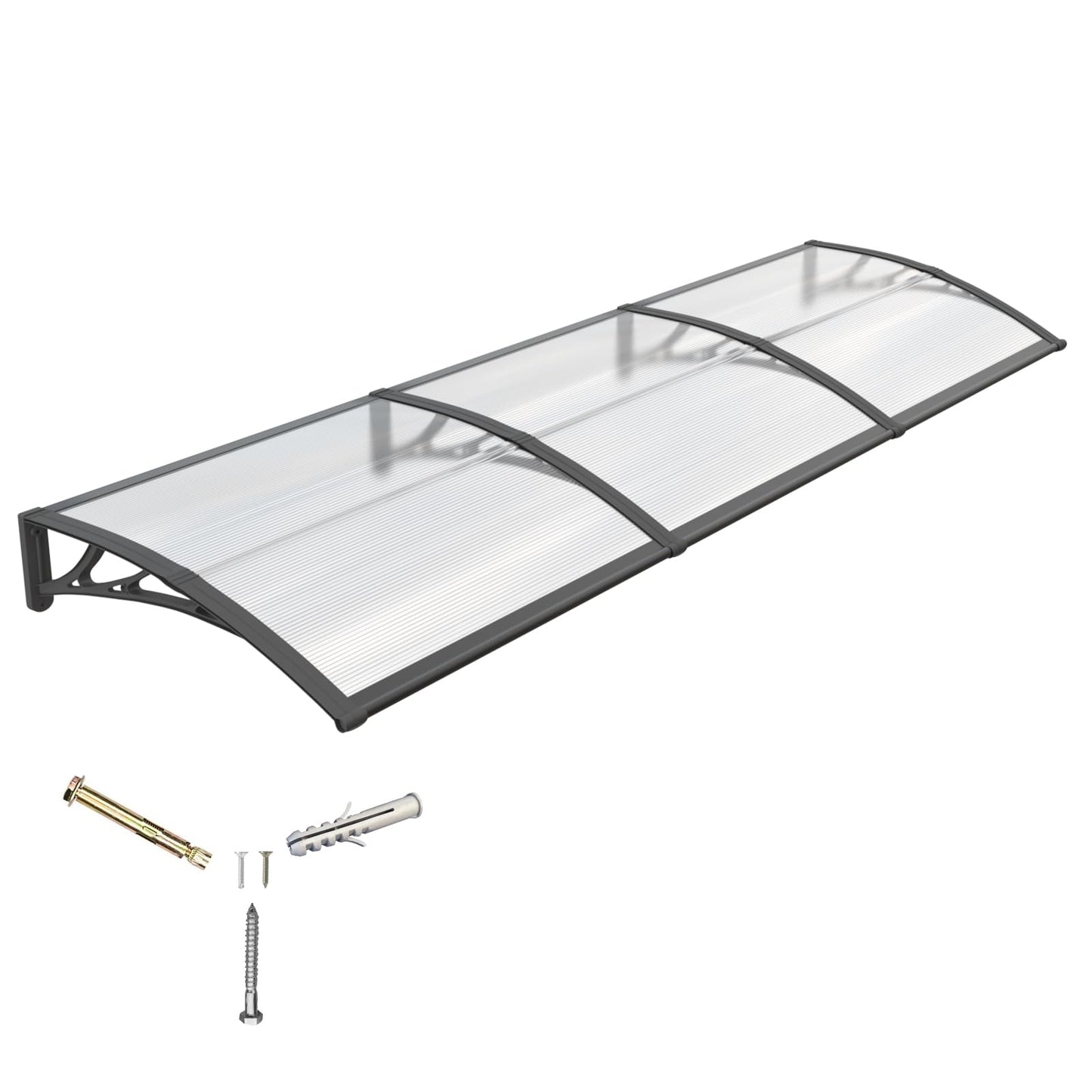 Awning for Door Entrance,40X120 Inches Awnings for Doors,Window Awning Canopy Exterior with Plastic Steel Bracket,Polycarbonate Cover,UV,Rain,Snow Protection for Porch,Patio,Deck