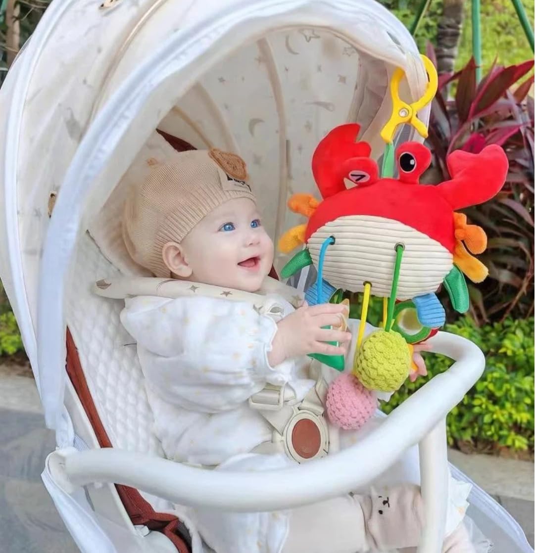 GZYFUVALW Car Seat & Stroller Toys for Babies 0-12 Months, Crab Infant Stroller Hanging Toys for Boys Girls