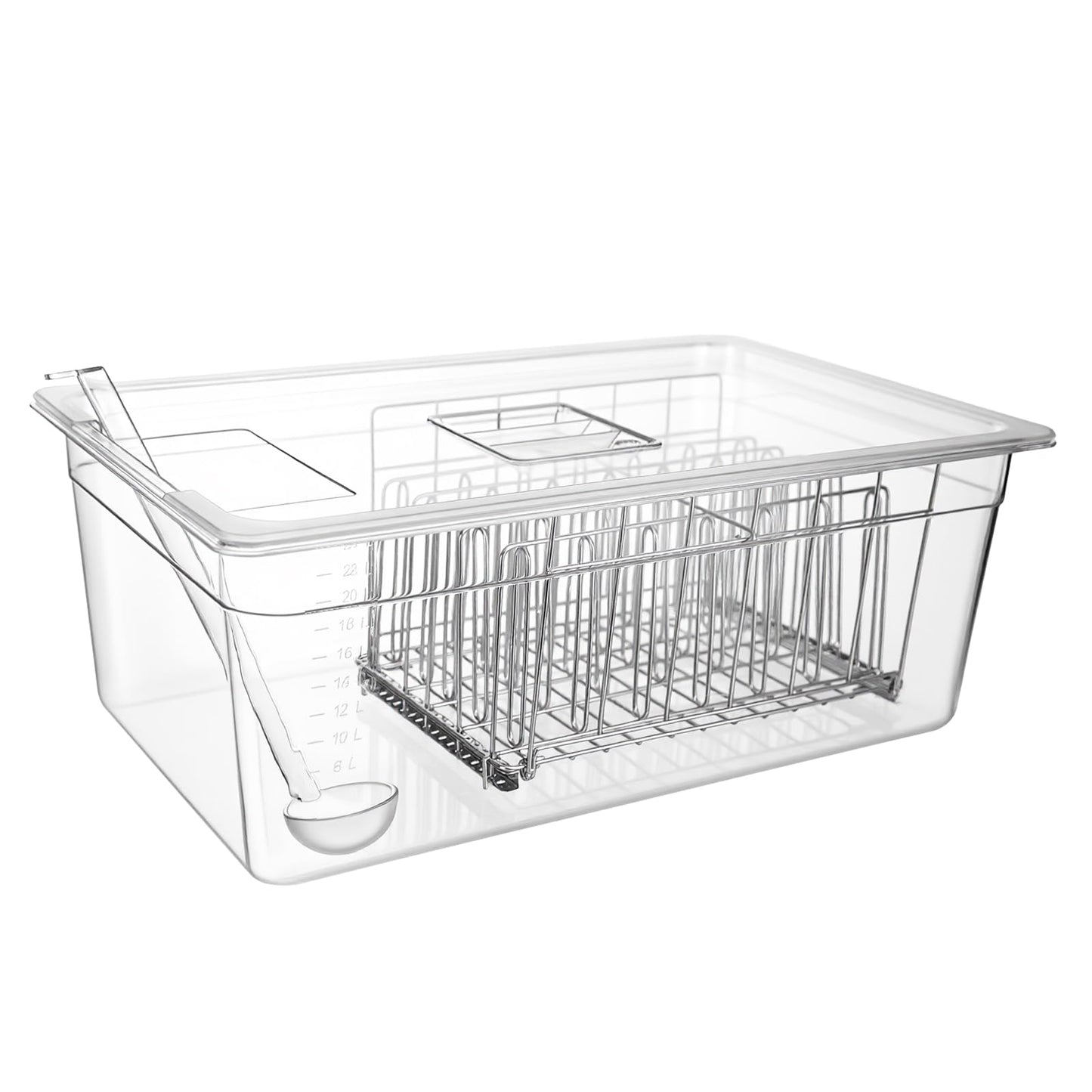 WELKOR Sous Vide Container 26 QT with Lid, Rack & Spoon-Precision Cooking Tub for Anova Nano, Joule, Instant Pot Immersion Circulators - Large Accessories Kit (Square opening)