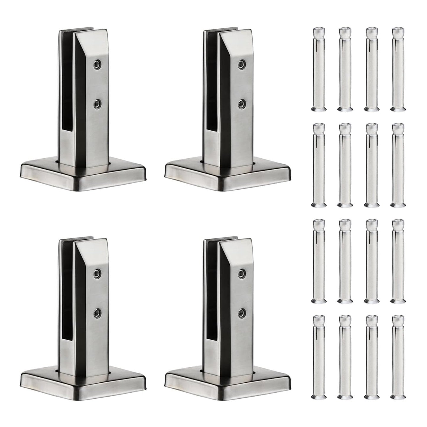 SyingHwan T316 Stainless Steel Glass Railing Clamp,Heavy Duty Glass Railing Spigot,Railing Post Clamp (4, Brush)