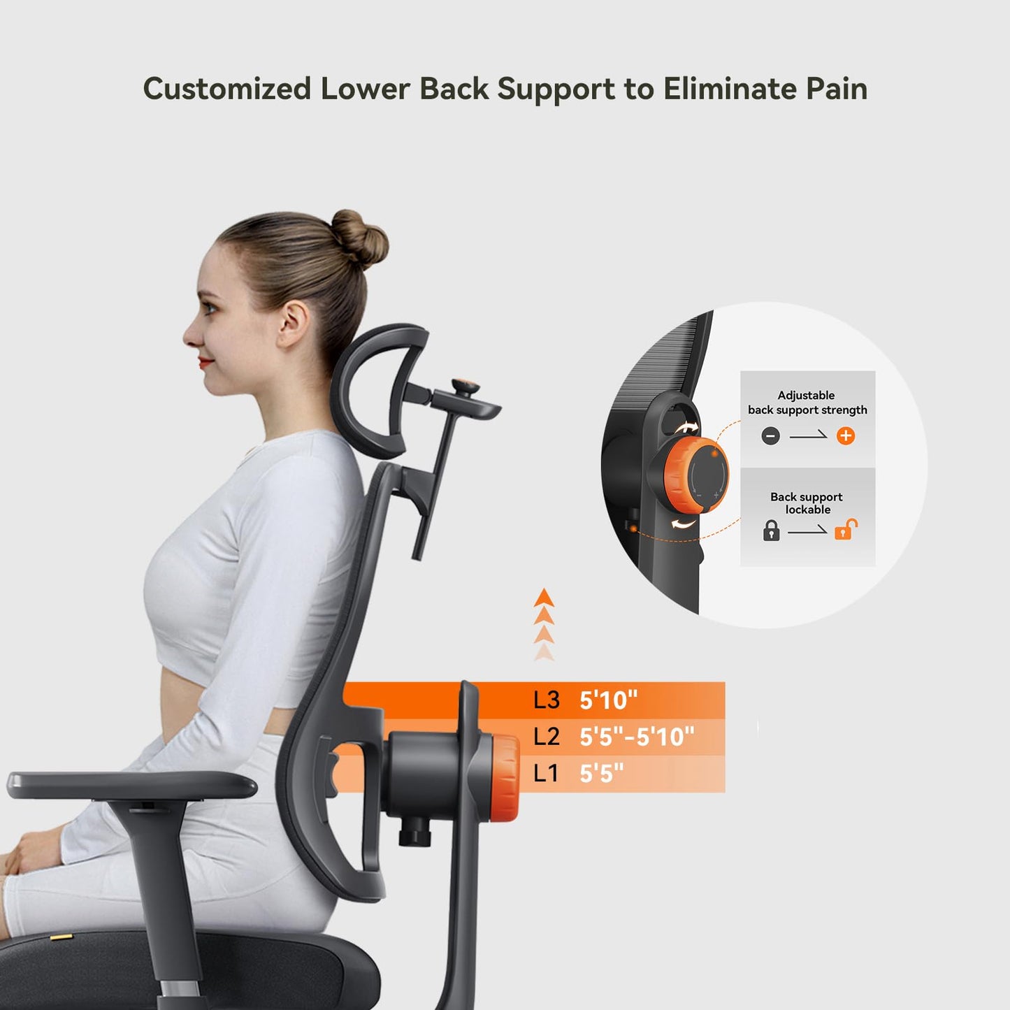 Newtral Ergonomic Office Chair, High Back Desk Chair with Footrest, Auto-Following Lumbar Support & Headrest, 4D Armrest, Adjustable Seat Depth and Height