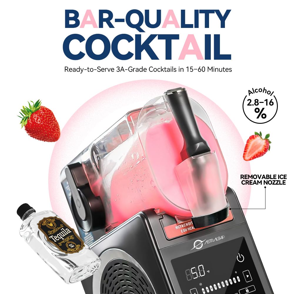 Slushie Machine with Soft Serve Ice Cream Mode, Slushy Maker for Home Frozen Drink Maker with 7 Presets, Auto Rinse, Low-Sugar & Alcohol Alerts – For Slush, Milkshakes, Margaritas & Frappés