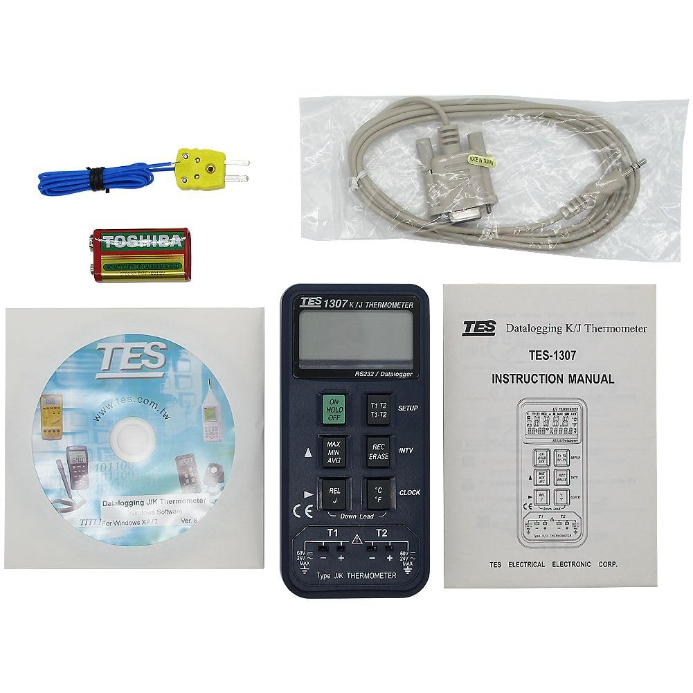 TES 1307 Datalogging K/J Thermometer