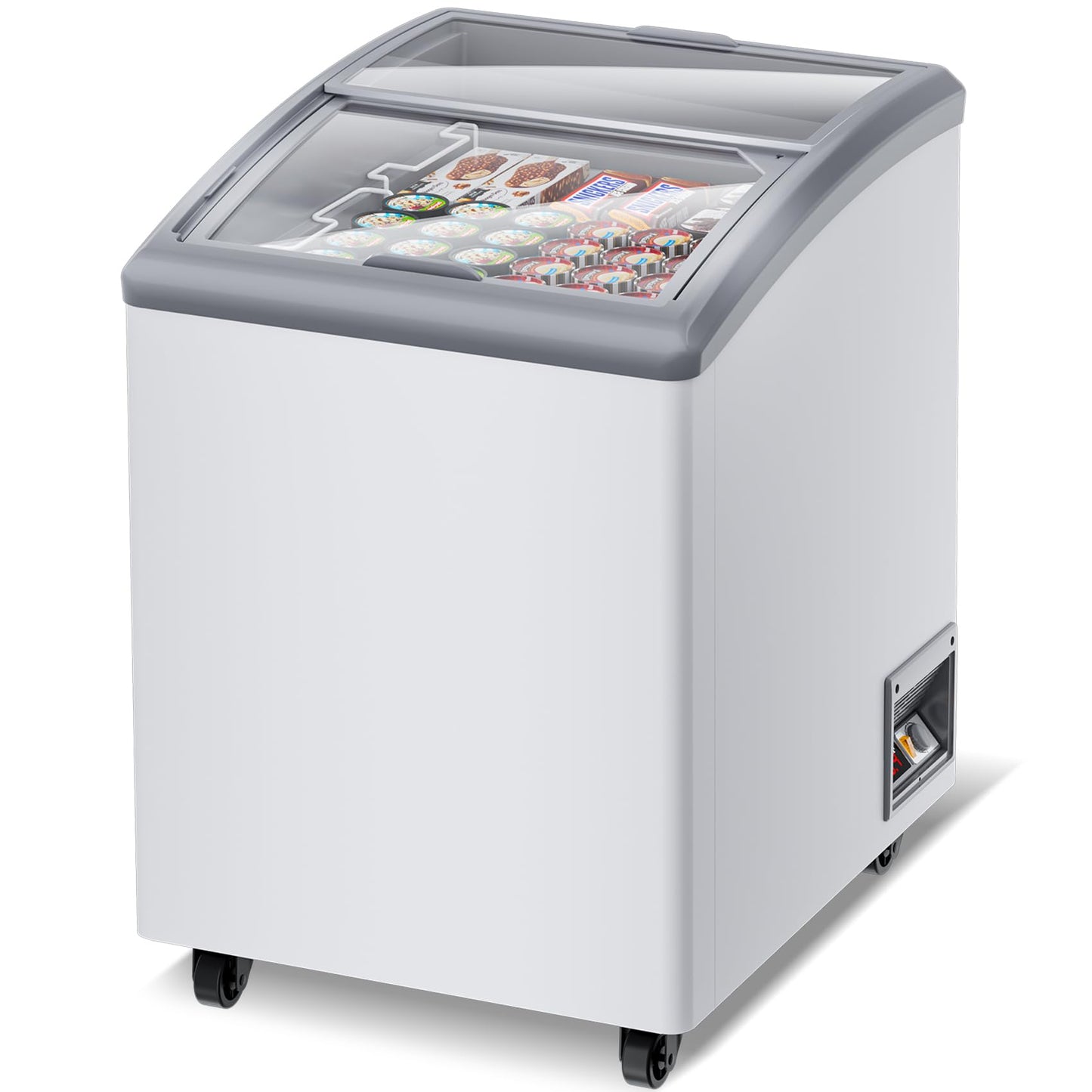 5.5 Cu.Ft Ice Cream Freezer Commercial 23 Inch Display Case Chest Freezers Restaurant Gelato Dipping Cabinet with 2 Large Displayed Baskets
