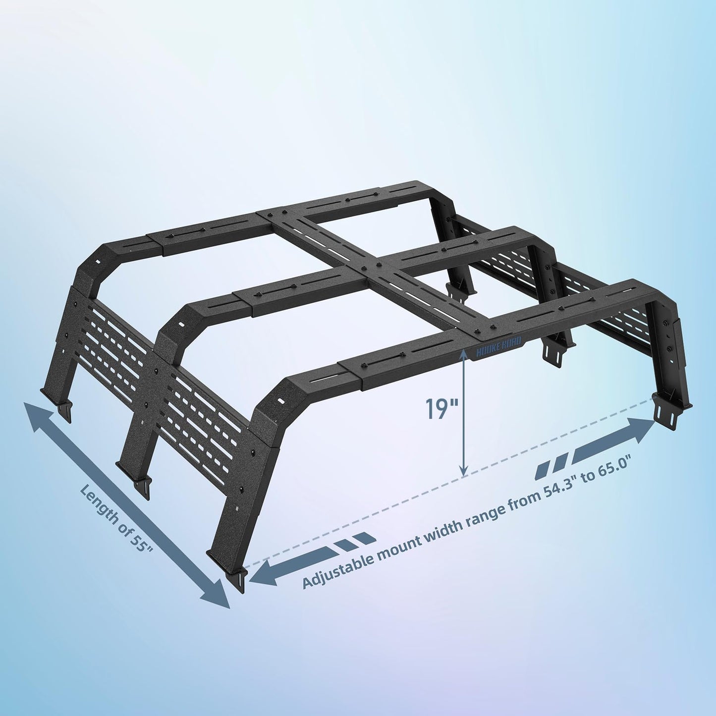 Hooke Road Overland Truck Bed Rack for Ford F-150 & Raptor, Toyota Tundra, Tacoma 6' Bed, Silverado 1500 & Sierra 1500, Ram 1500-19" High 55" Length for Full-Size Trucks