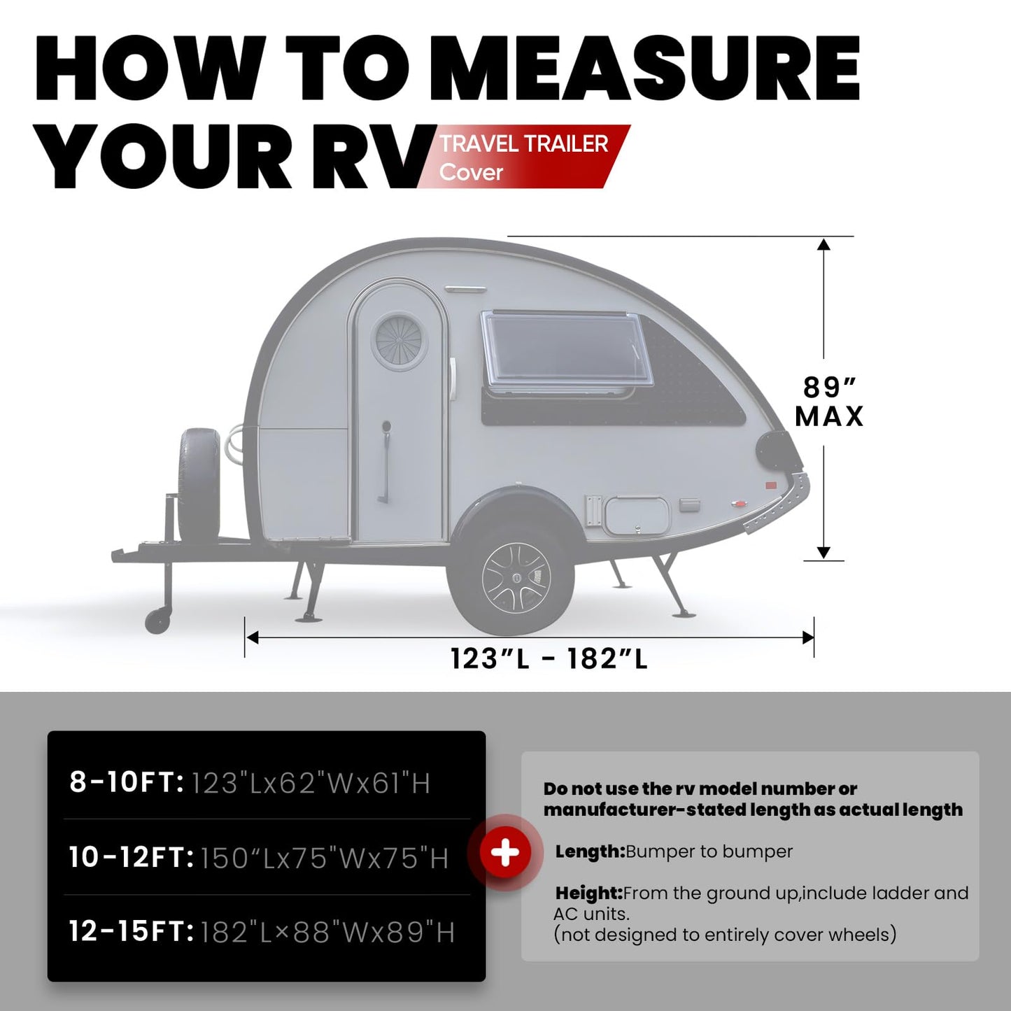 KING BIRD Heavy Duty Teardrop Travel Trailer Cover Fits 10'-12' Trailers, 5 Layers Top Waterproof Camper Cover with Windproof Strap for R-Pod Trailers, Clamshell Trailers