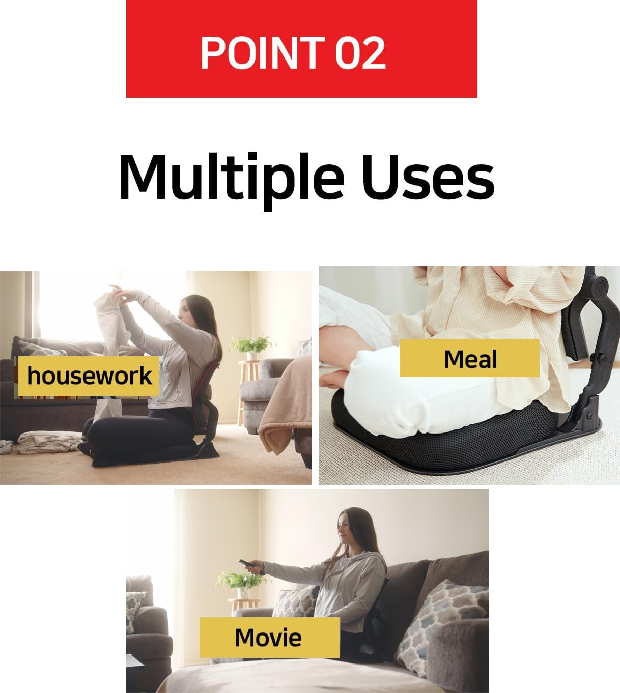HIHIP Patented Floor Chair with Back Support - Foldable Orthopedic Floor Chair for Adults/Children - Japanese Legless Seat for Meditation, TV, Pelvic Adjustment - Recliner with Back Support (Black)