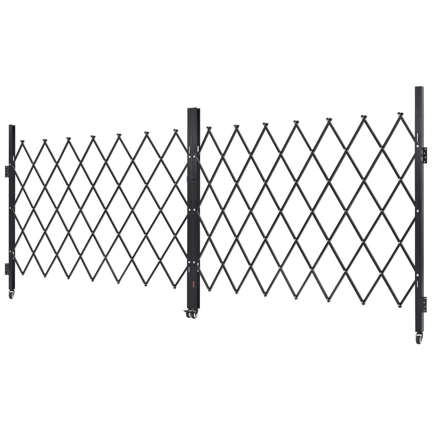 VEVOR Double Folding Security Gate, Lockable Scissor Gate with 360° Swivel Casters, Outdoor Barricade Steel Retractable Gates, for Entry Security, Garage, Warehouse & Pool, 129.92 x 63.19 in (W x H)