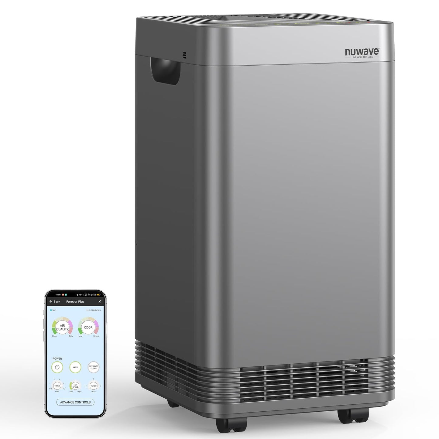 Nuwave Forever Plus Air Purifier for Home with Washable Filter, Massive Areas up to 3,210 Sq Ft, Never Replace Air Filter System, Zero Waste, Zero Filter Replacements, Smart WiFi, 18dB Ultra-Quiet