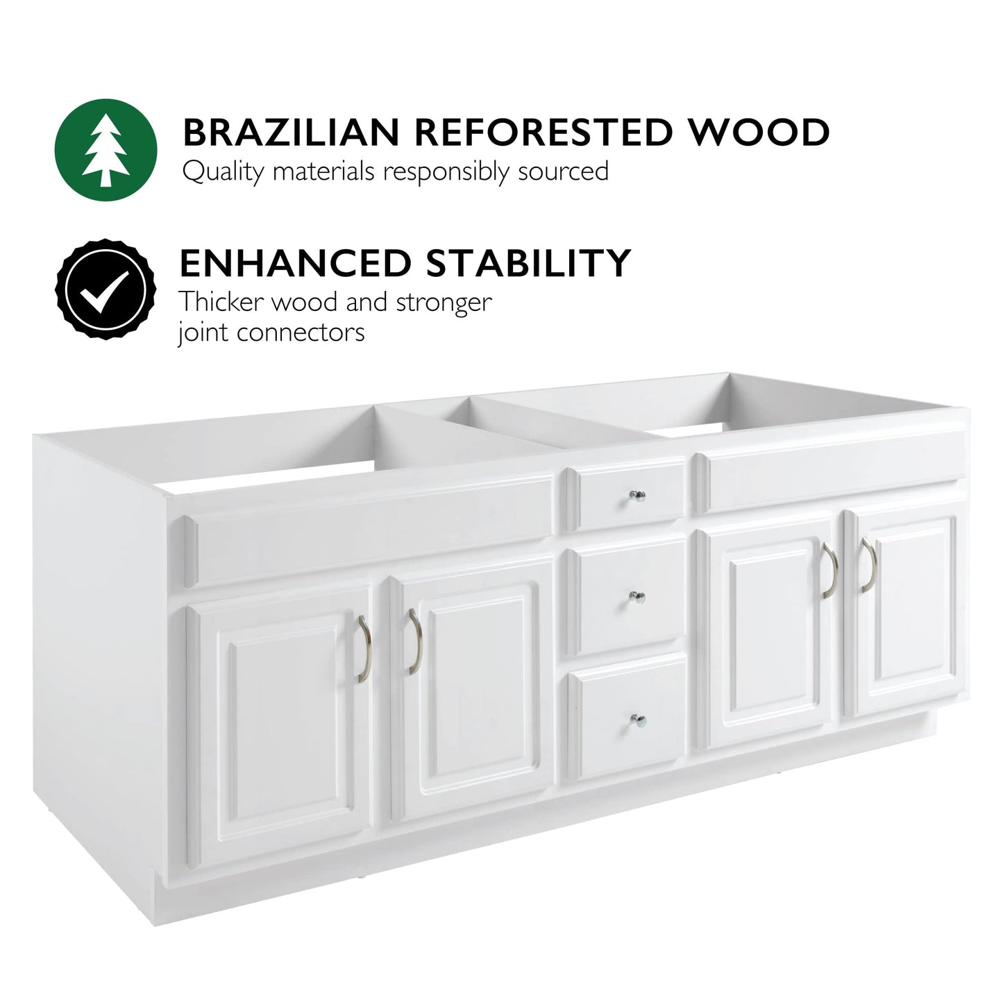 Design House Concord 72 Inch Bathroom Vanity, Ready to Assemble, Solid Wood, White – Design House, 541086