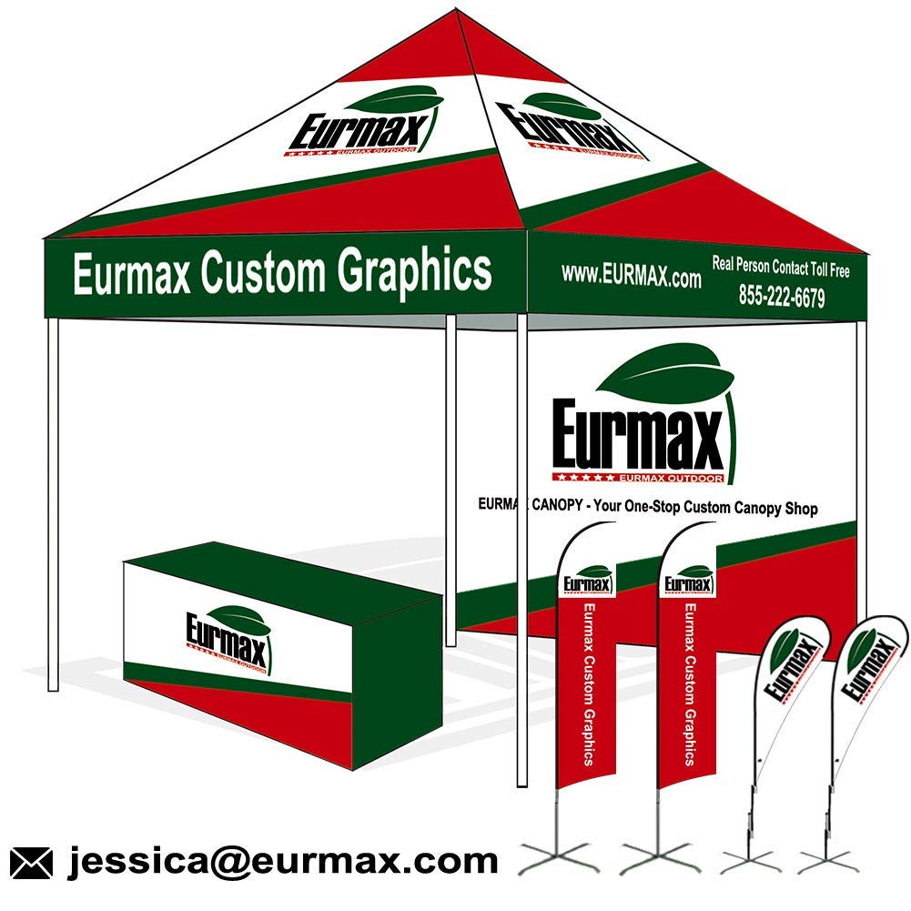 Eurmax USA 10'x10' Pop-up Canopy Tent Commercial Instant Canopies with 4 Removable Zipper End Side Walls and Roller Bag, Bonus 4 SandBags(White)