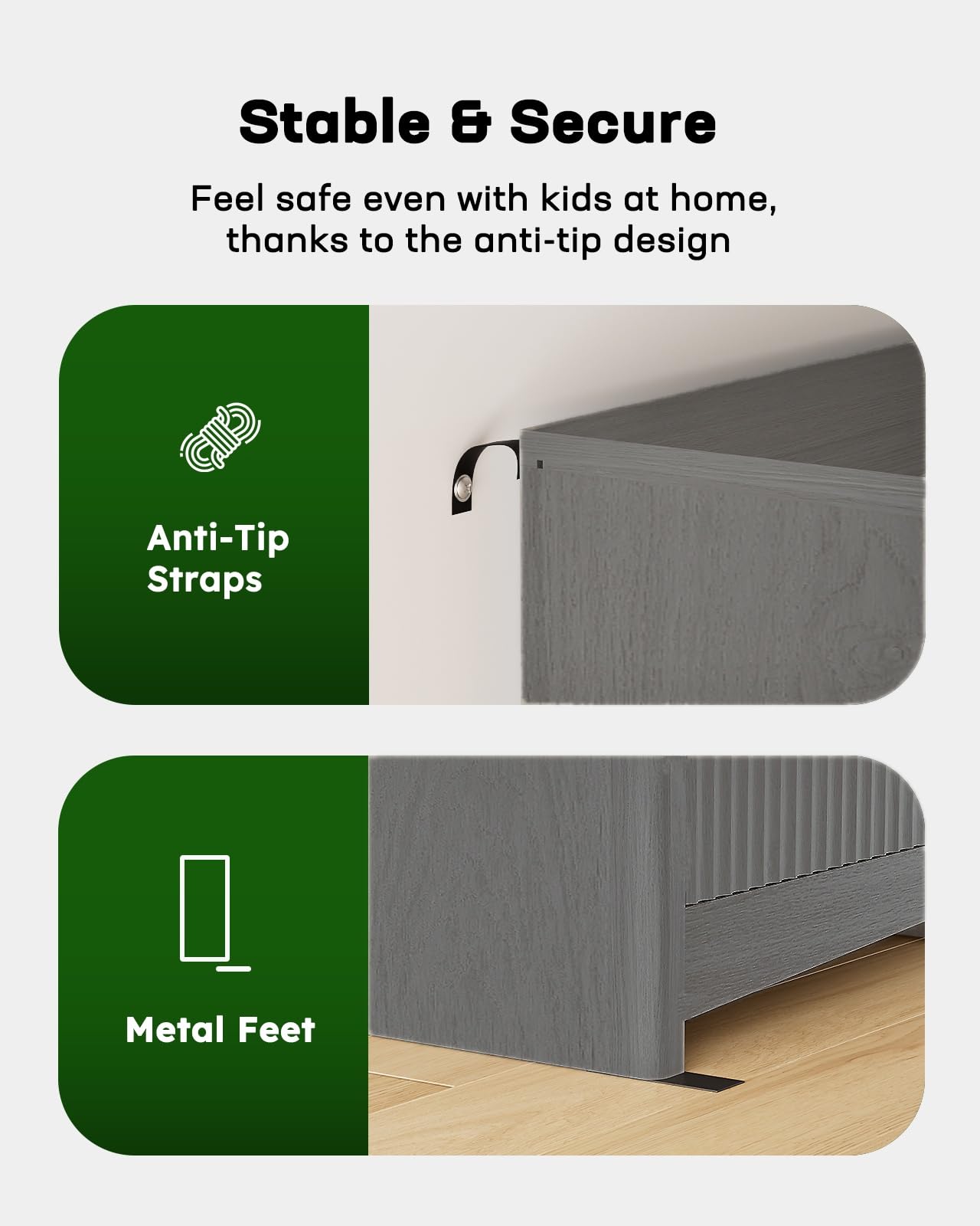 Marsail 5 Drawer Tall Wooden Dresser with Smooth-Glide Drawers, Modern Storage Solution for Bedrooms and Hallway, Featuring Large Capacity and an Elegant Natural Wood Finish, Light Grey