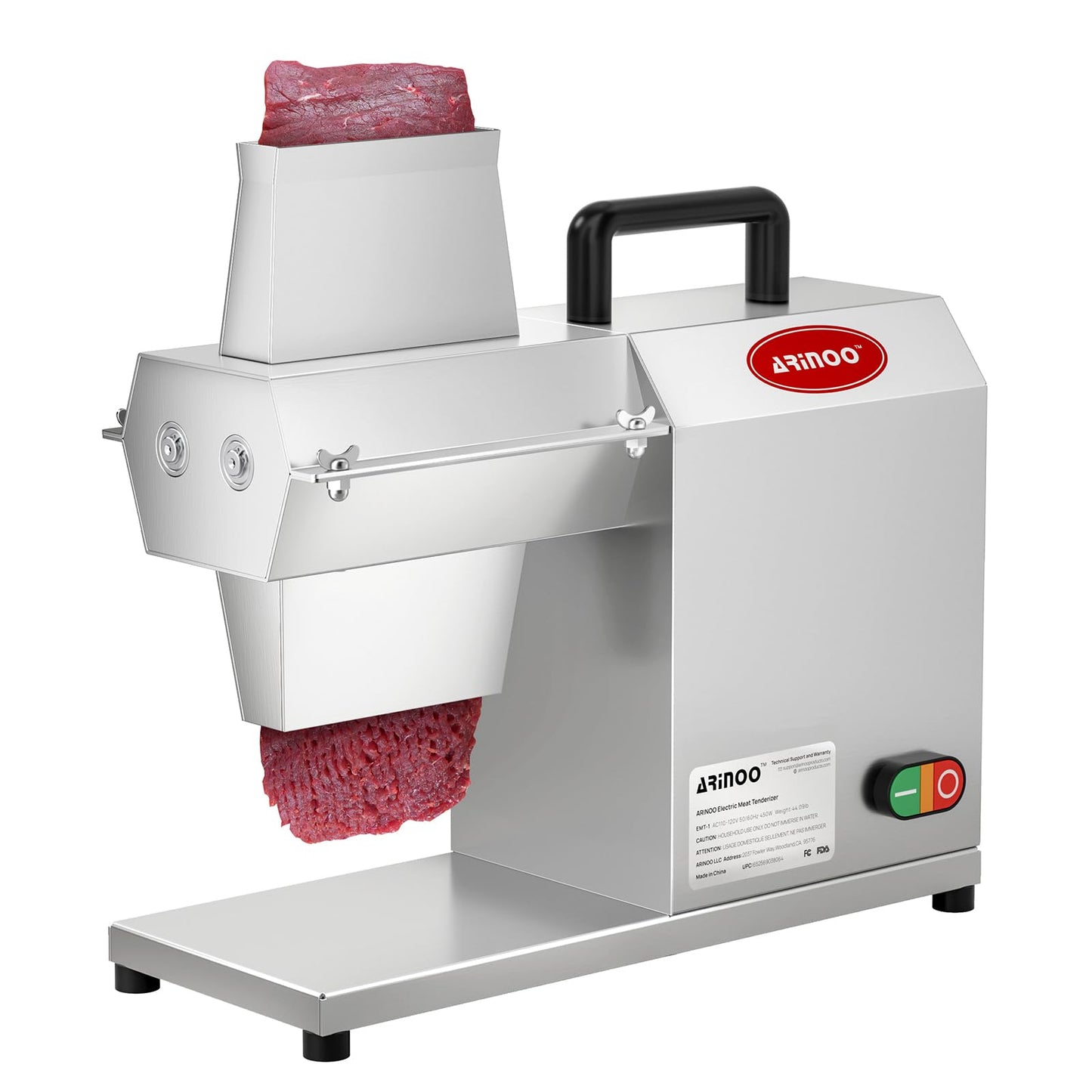ARINOO Commercial Meat Tenderizer,450W Electric Meat Tenderizer Machine – Heavy Duty Stainless Steel Kitchen Tool with 54 Blades for Beef, Pork, Chicken, Fish – Output, Reverse Function