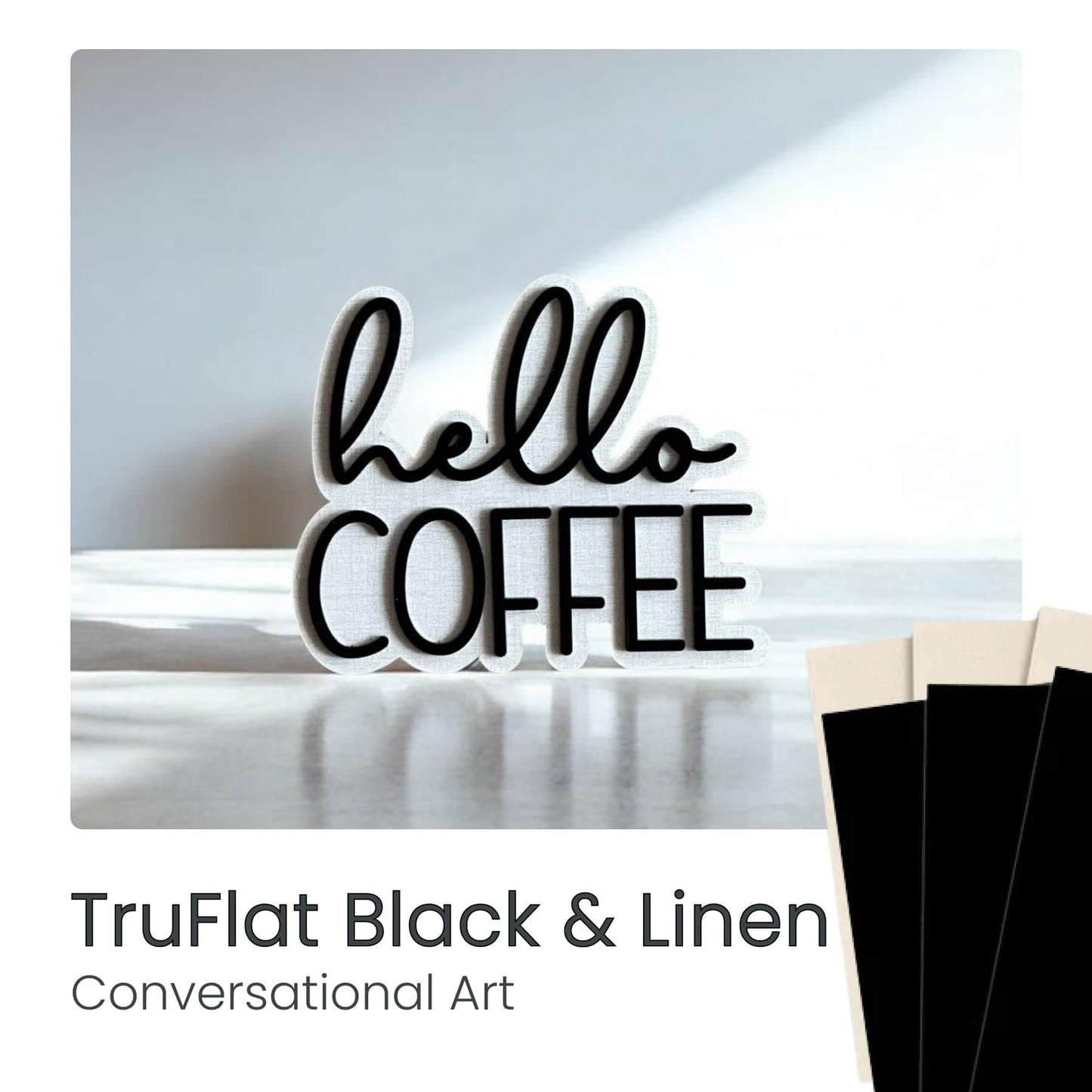 TruFlat 1/8" Pre-Finished Plywood Essentials Pack 12"x19" – 24 Sheets MDF Core Flat Wood Boards for Laser Cutting, Engraving – 6 White, 6 Black, 6 Linen, 6 Paint – Smooth Double-Sided Finish
