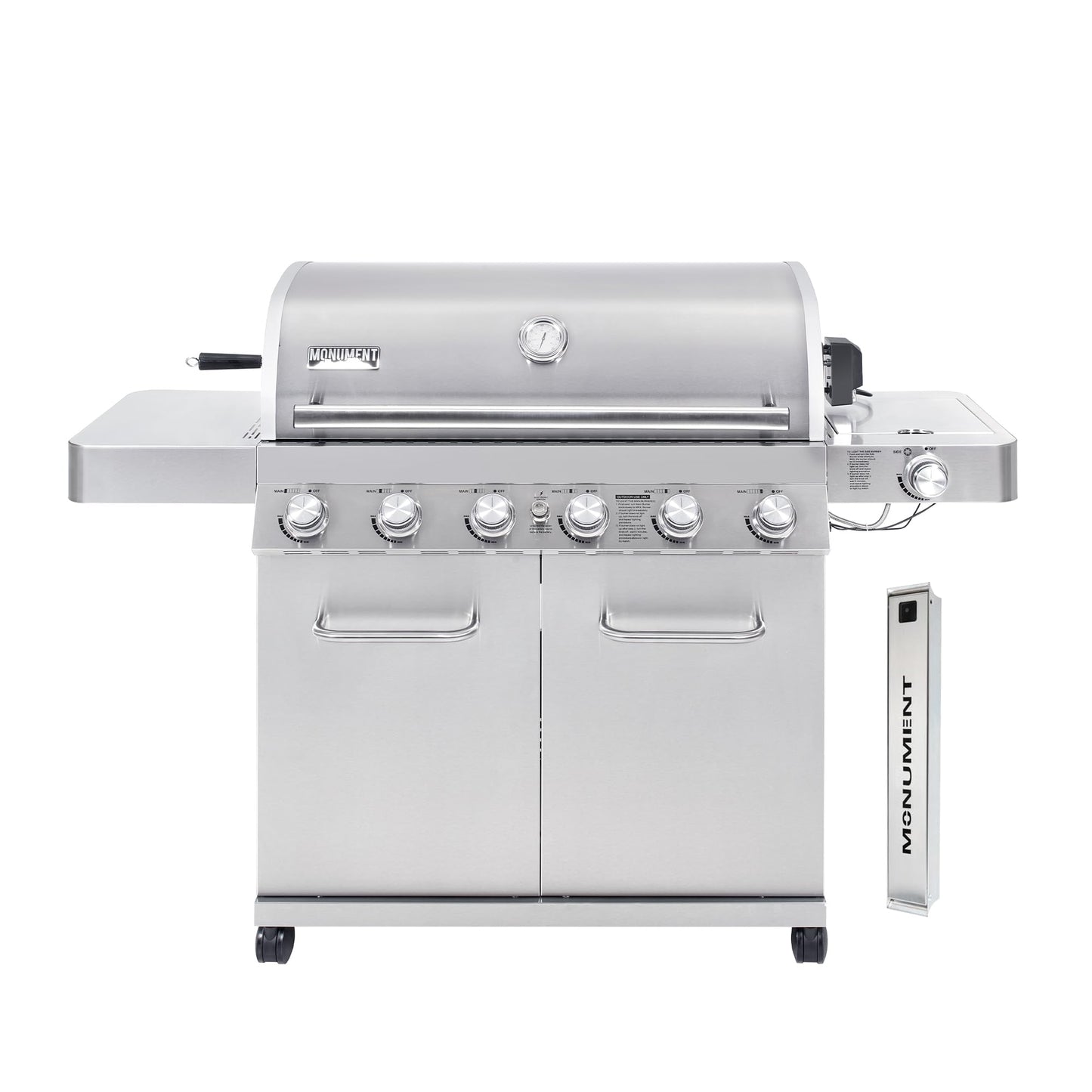 Monument Grills 77352 6-Burner Stainless Steel Cabinet Style Propane Gas Grill with Smoke Box(2 Items)