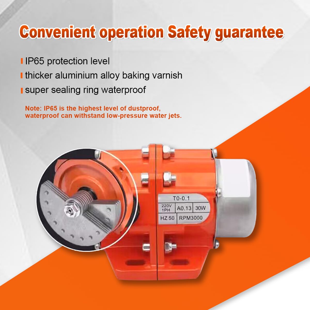 ATO AC 100W Concrete Vibrator Motor Adjustable Amplitude Easy to Install Low Noise Concrete Vibrating Motor Multi-Application Vibrator,1 Phase 3600rpm 110V, Used for Shaker Table, Sifters, Mixers