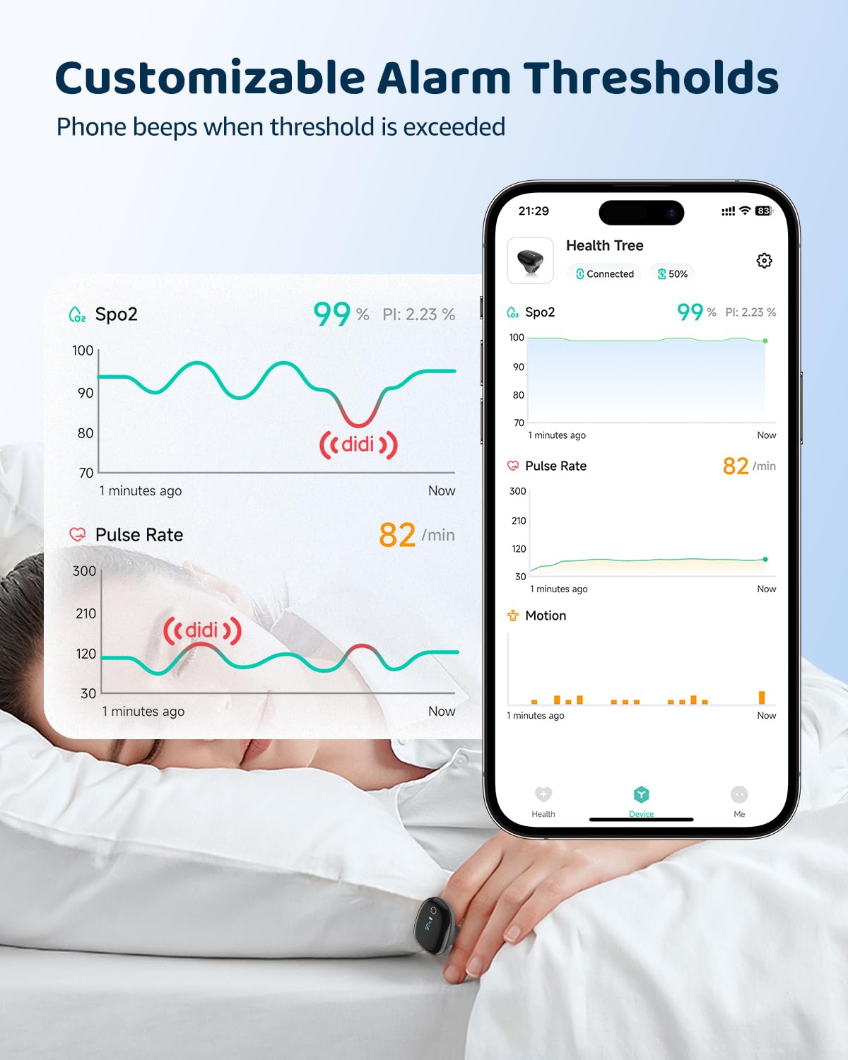 Pulse Oximeter O2 Ring Oxygen Monitor with Smart Reminder Sleep Oxygen Monitor Continuous Recording of SpO2 & PR, Blood Oxygen Saturation Rechargeable Pulse Ox with Free APP & Reports
