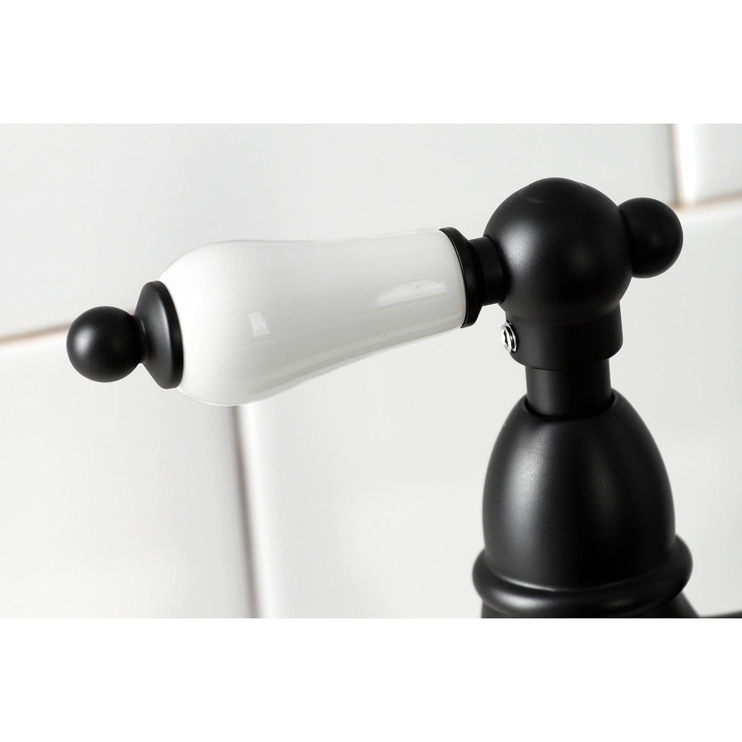 Kingston Brass KS1270PLBS Heritage Bridge Kitchen Faucet with Brass Sprayer, Matte Black