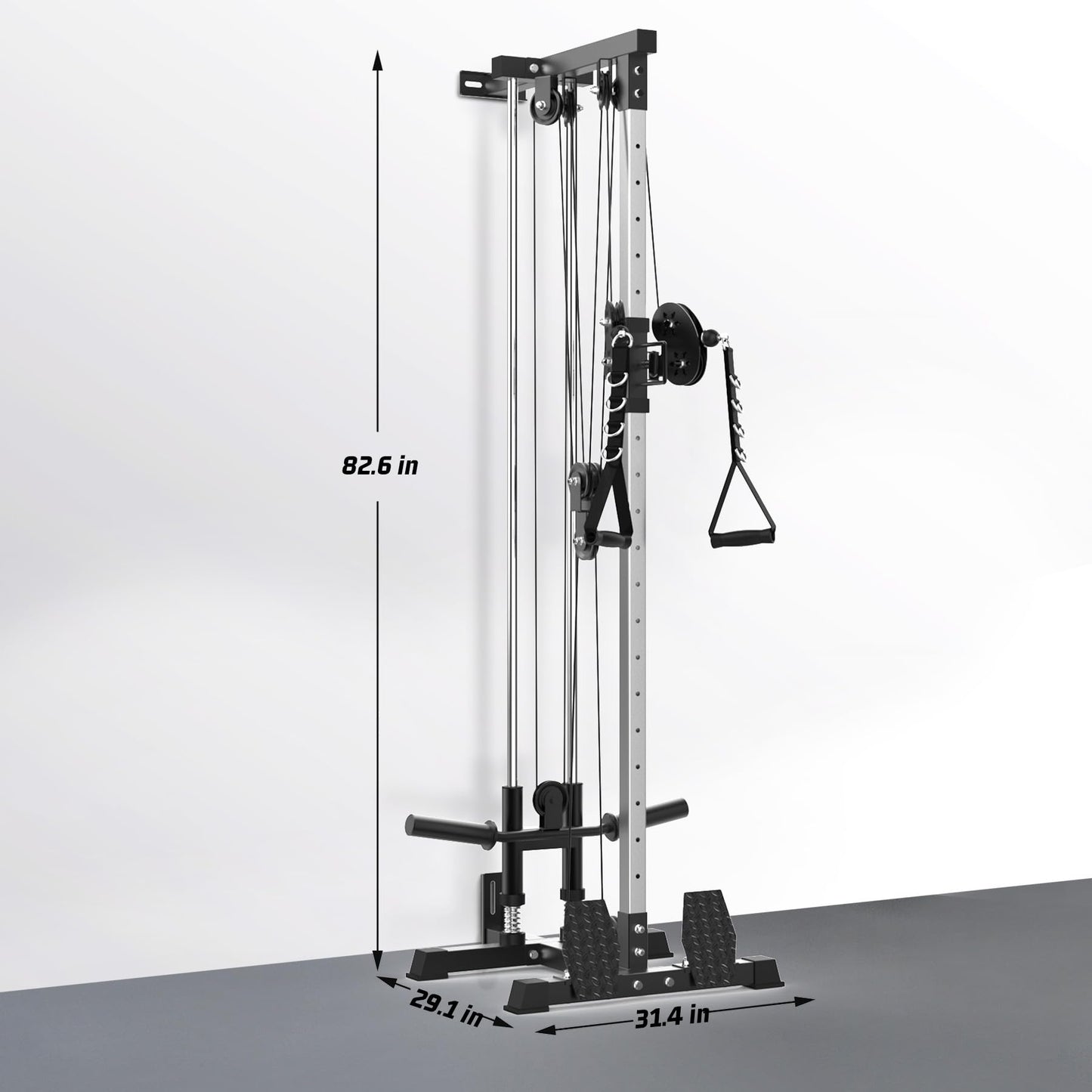 Wall-Mounted LAT Pulldown & Cable Machine – Dual Pulley System – 20 Height Settings – 400 Lbs Capacity – Full-Body Home Gym Trainer – Space-Saving Design