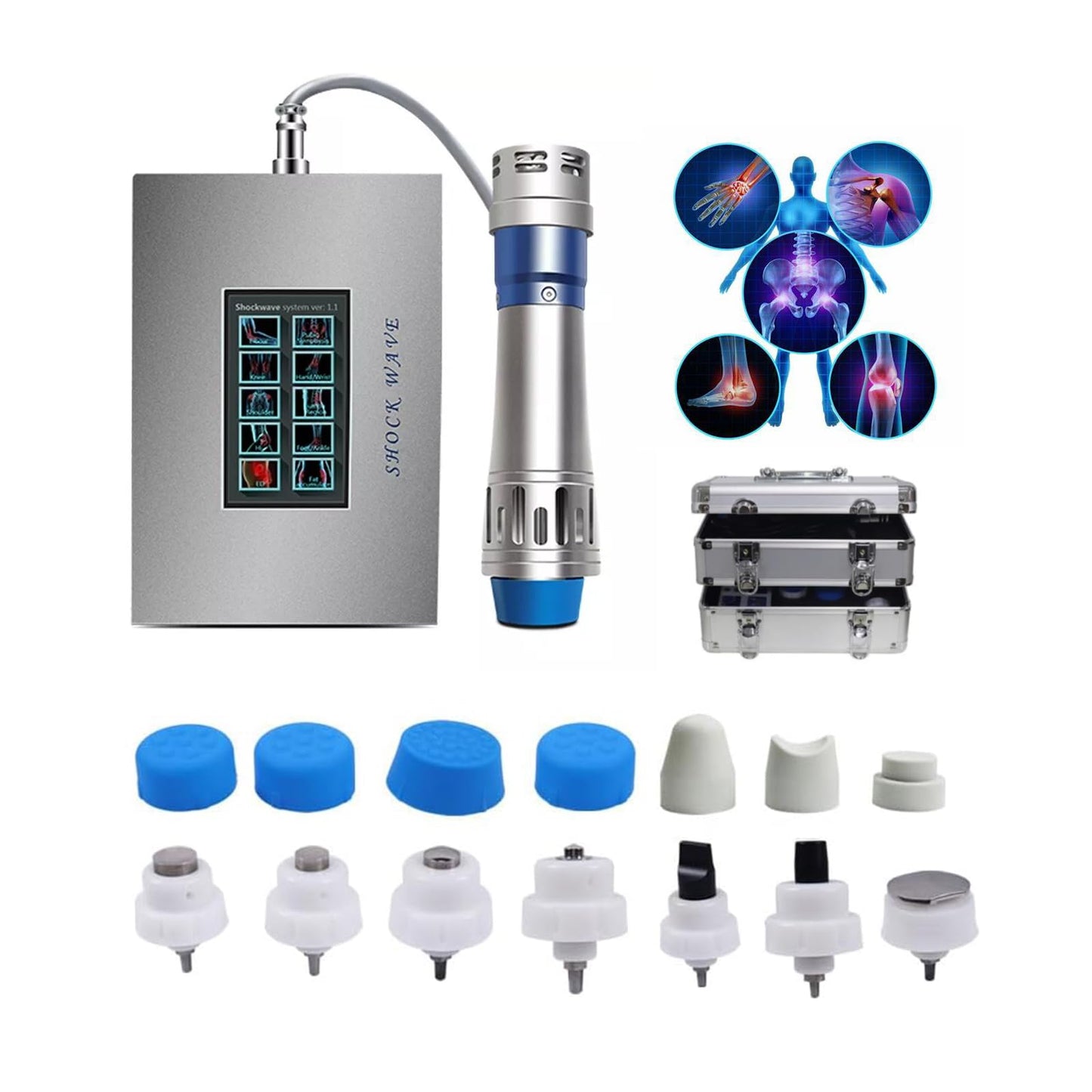 Electric Shockwave Therapy Machine for Joint Muscle Pain, Focused Shock Wave Machine with Touchscreen, Extracorporeal Shock Wave Device for Relieve Elbow Foot Knee Back Aches Home Use