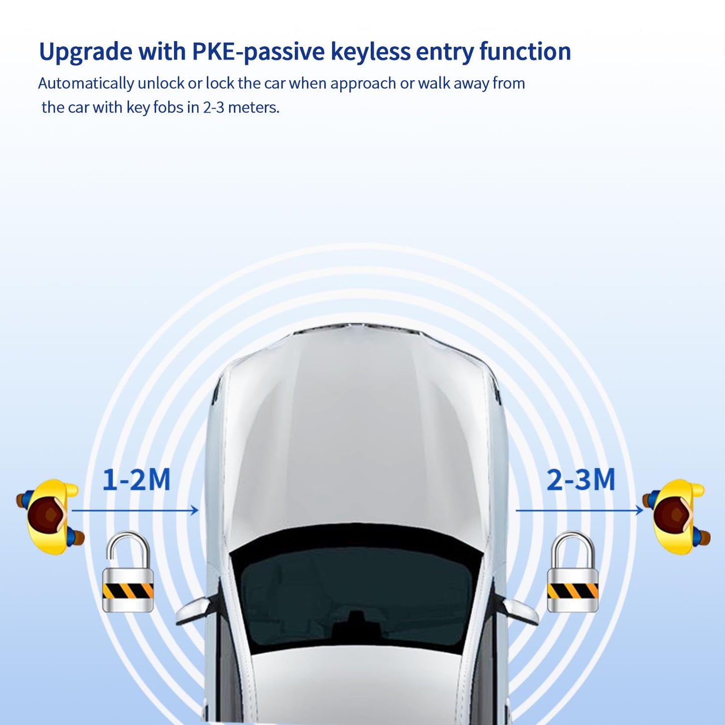 EASYGUARD EC002-F02-NFC-NS Passive Keyless Entry car Alarm Rolling Code with PKE Remote Starter with Passive keyless Entry Push Start Button NFC Lock Unlock（with Shock Sensor）
