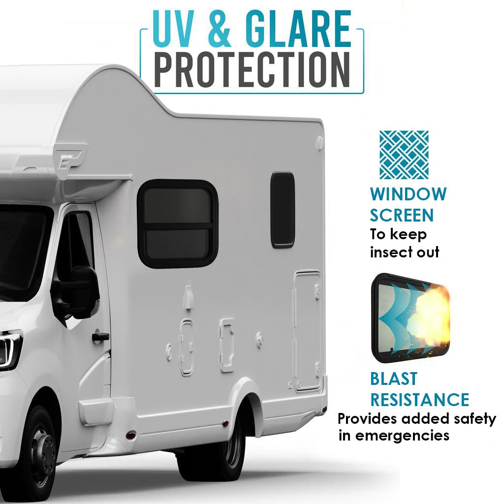 ProFlex RV Vertical Sliding Window 12" W x 22" H – Heavy Duty Ultra Thick Tempered Glass, RV Camper Windows Replacement with Trim for 1-1/2’’ Wall Thickness – Easy Installation, DOT Certified