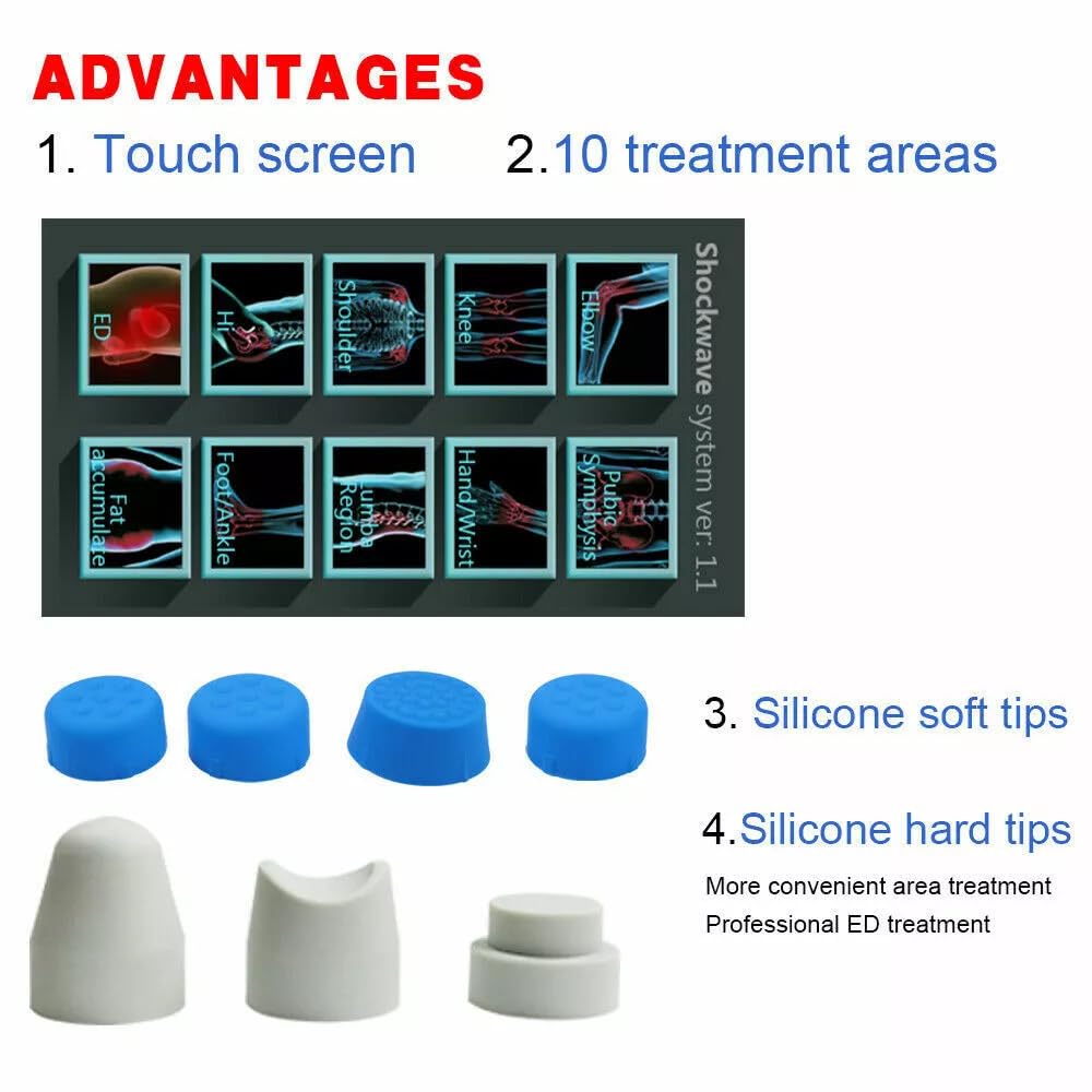 Electric Shockwave Therapy Machine for Joint Muscle Pain, Focused Shock Wave Machine with Touchscreen, Extracorporeal Shock Wave Device for Relieve Elbow Foot Knee Back Aches Home Use