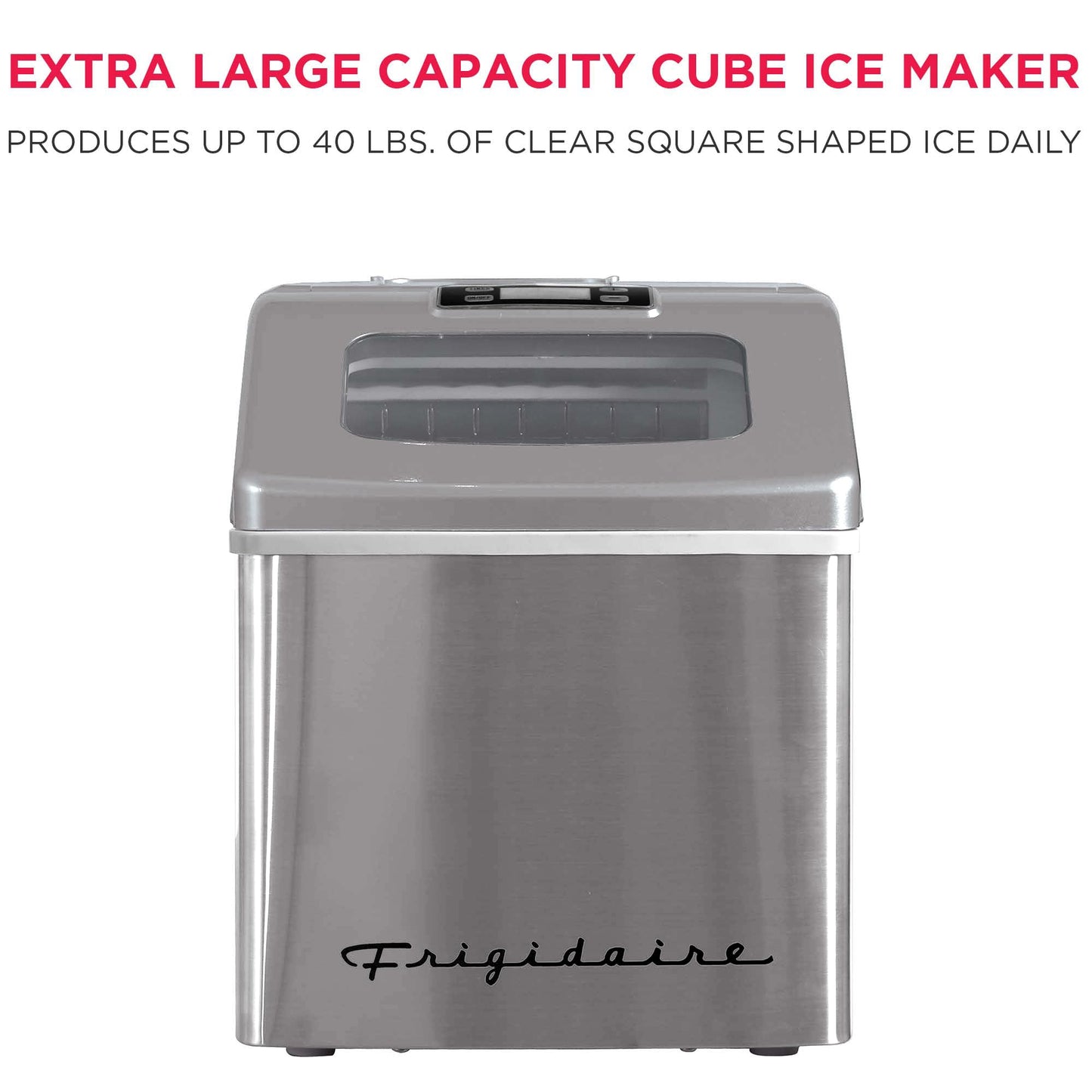 FRIGIDAIRE EFIC452-SS 40 Lbs Extra Large Clear Maker, Stainless Steel, Makes Square Ice