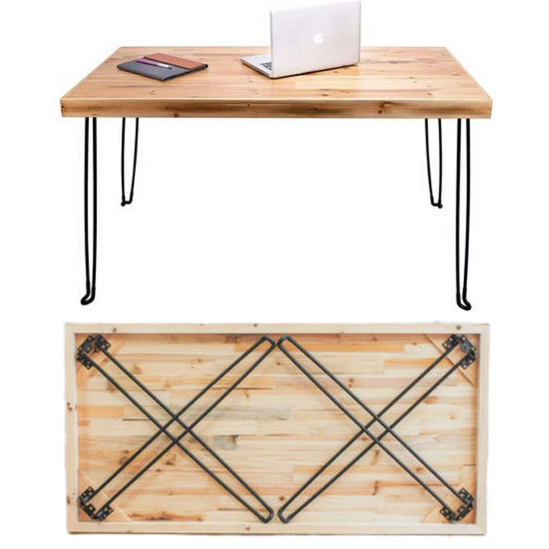 Sleekform Folding Wood Table Desk and Ergonomic Kneeling Chair