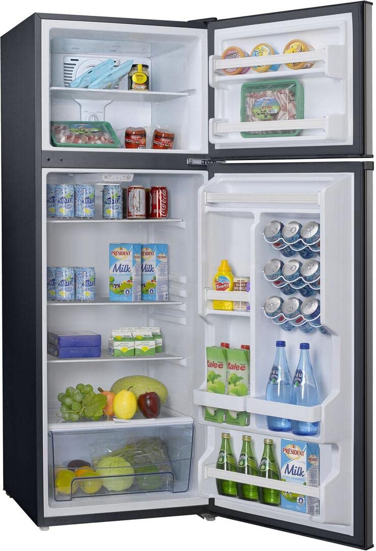 Galanz GLR12TS5F Refrigerator, Dual Door Fridge, Adjustable Electrical Thermostat Control with Top Mount Freezer Compartment, 12.0 Cu.Ft, Stainless Steel, 12