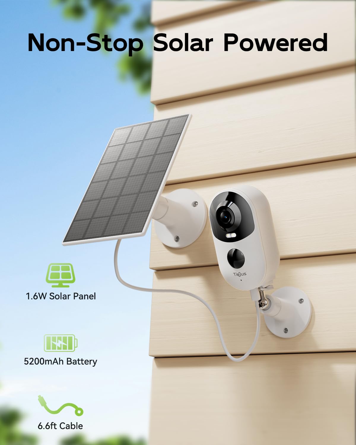 TIEJUS 3K 4MP Security Cameras Outdoor Wireless, Solar Powered Cameras for Home Security, No Subscription, Smart Detection, Color Night Vision, 2-Way Talk, 2.4/5GHz WiFi, 32GB Local Storage