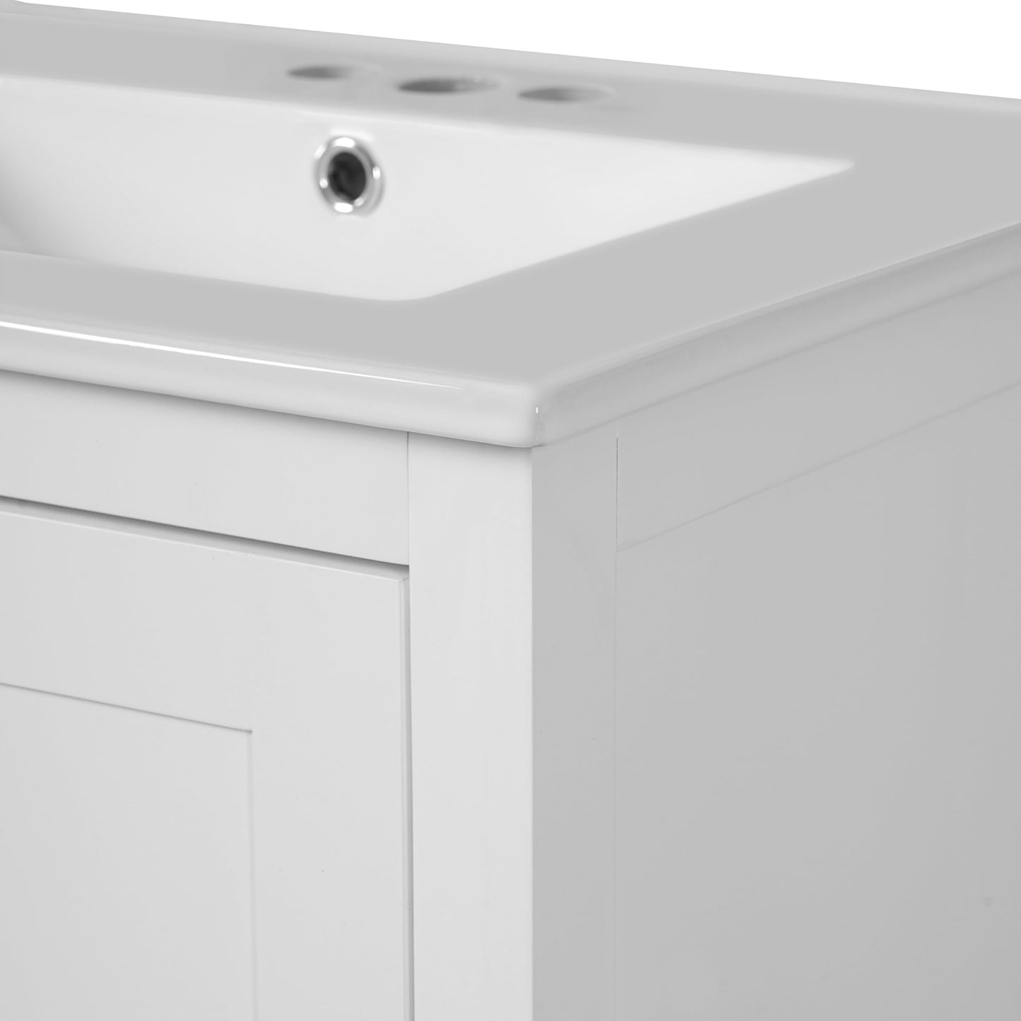 Favfurish 48" Bathroom Vanity with Ceramic Double Sink, Undermount Double Basin Vanity Set w/2 Divided Drawers and 4 Double-Layer Soft Close Doors & Built-in Shelf, Freestanding Storage Cabinet,White