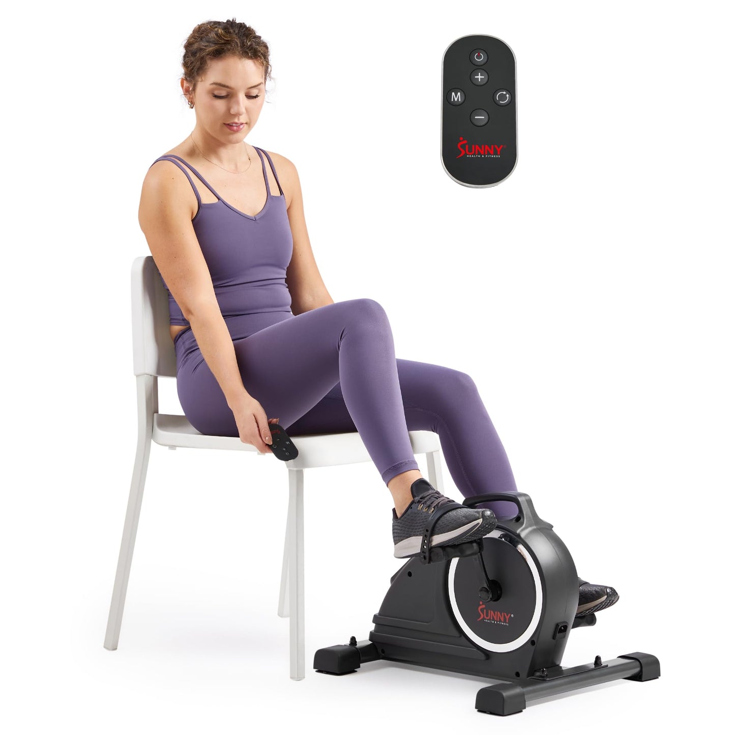 Sunny Health & Fitness Dual Function Smart Motorized Mini Bike Trainer, Under Desk Exercise Machine for Senior Training, Arm/Leg Cardio Cycle Workout, Free SunnyFit App Bluetooth Link-SF-B020029SMART