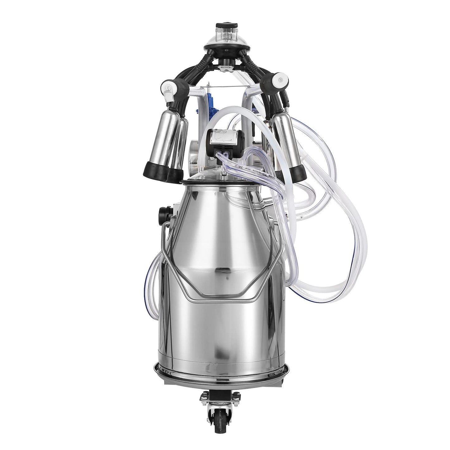 VEVOR Goat Milking Machine, 12 L 304 Stainless Steel Bucket, Electric Automatic Pulsation Vacuum Milker, Portable Milker with Food-Grade Silicone Cups and Tubes, Adjustable Suction for Cows and Sheep