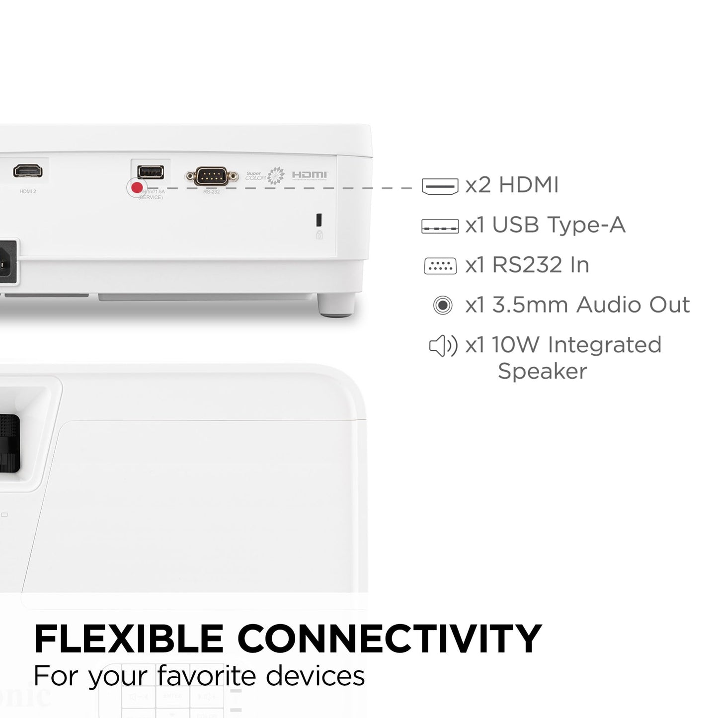 ViewSonic PX700HDH DLP 1080p Projector with 3700 Lumens, Supercolor, 1.1x Optical Zoom, 22000:1 Contrast Ratio, Dual HDMI, and Vertical Keystone for Home Theater