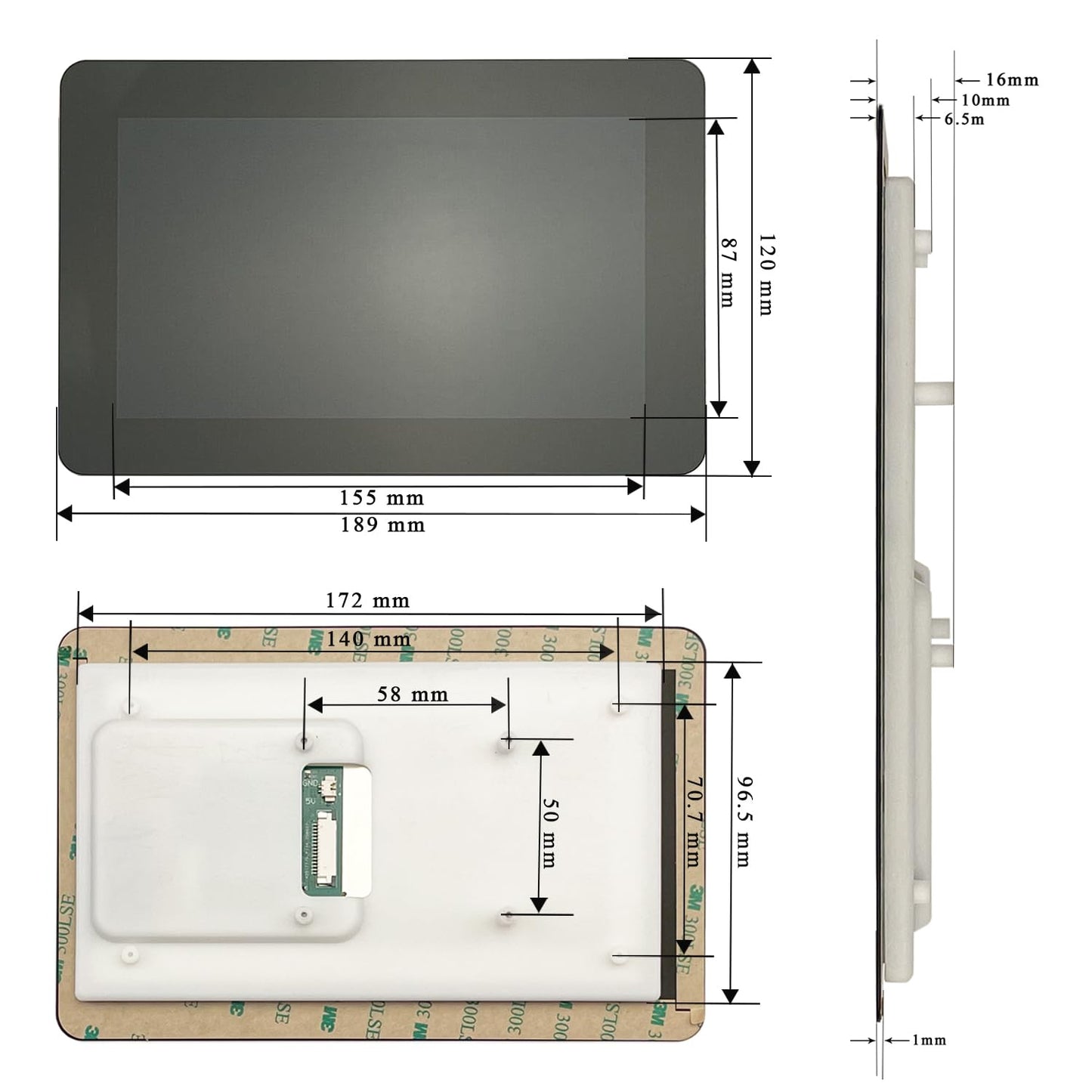 OSOYOO 7 inch DSI Touch Screen 720×1280 IPS Display, DSI Power & Video (No Extra Cables), Portrait/Landscape Rotatable Bare Screen for Raspberry Pi4B/3B+/3B/3A+/5