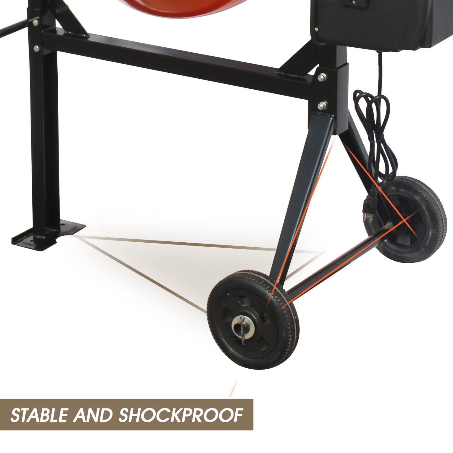 5 Cubic Ft Concrete Cement Mixer with Wheel and Stand,Electric ConcreteMixer 4/5 HP 600W Adjustable Tilt, Portable Heavy Concrete Mud Mixer Toolsfor Mortar Stucco Seeds and Fodder