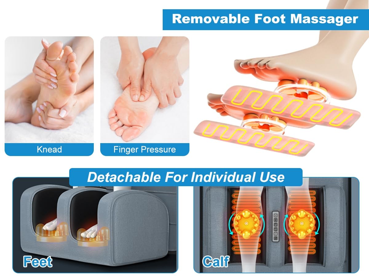 KOCASO Full Body Massage Mat with Heat, Electric Massage Mat Chair Pad Back/Neck/Foot Massager, Detachable Lumbar& Head Pillow W/ 2 Earplugs-Vibration & Kneading for Stress Relief/Gift