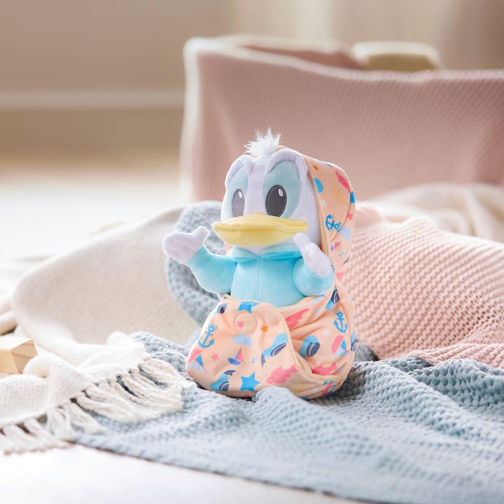 Disney Store Official Donald Duck Plush with Blanket Pouch - Disney Babies Plushy in Baby Swaddle - Toy for Those who Love Plush Figure Toys, Cute Plushies, & Baby Stuffed Animals - Small - 11"