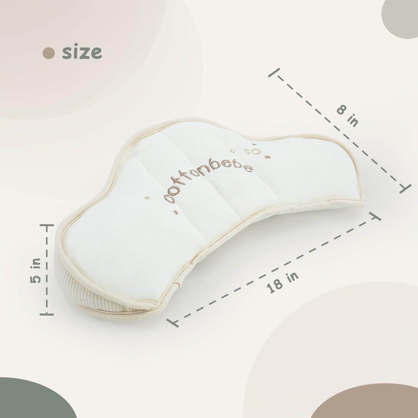 COTTONBEBE Organic Baby Tummy Time Cushion with 2 Detachable Toys for Newborn Babies,Soft Cotton Tummy Time Pillow Promotes Development, Ergonomic Design,Ideal Baby Gift