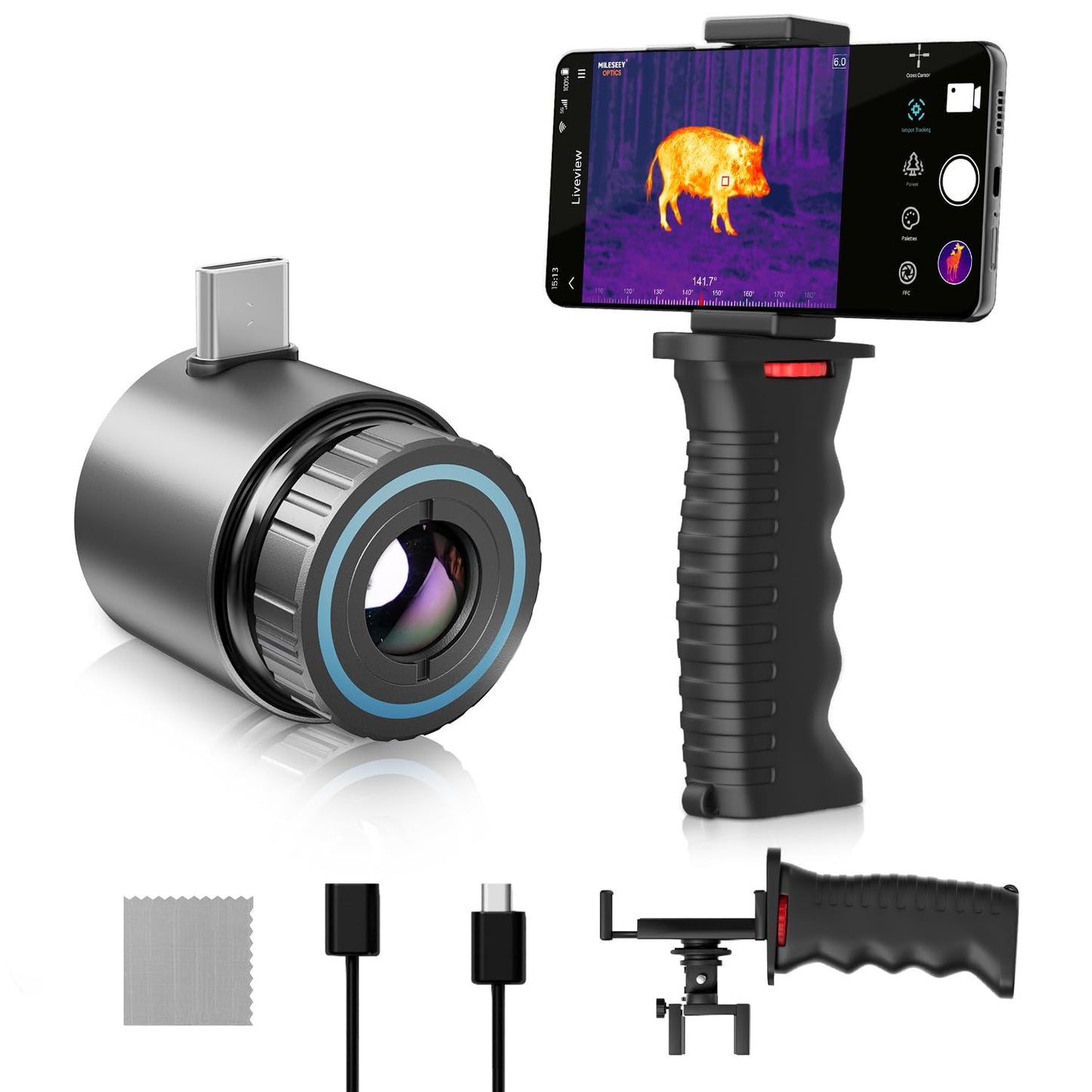 Thermal Monocular for Android, MILESEEY TNV30i Night Vision Thermal Scope, 512×384 Super Resolution 50Hz Thermal Imaging Camera, 1600-Yard Thermal Goggles for Hunting, Building Detection, 10-15mm Lens
