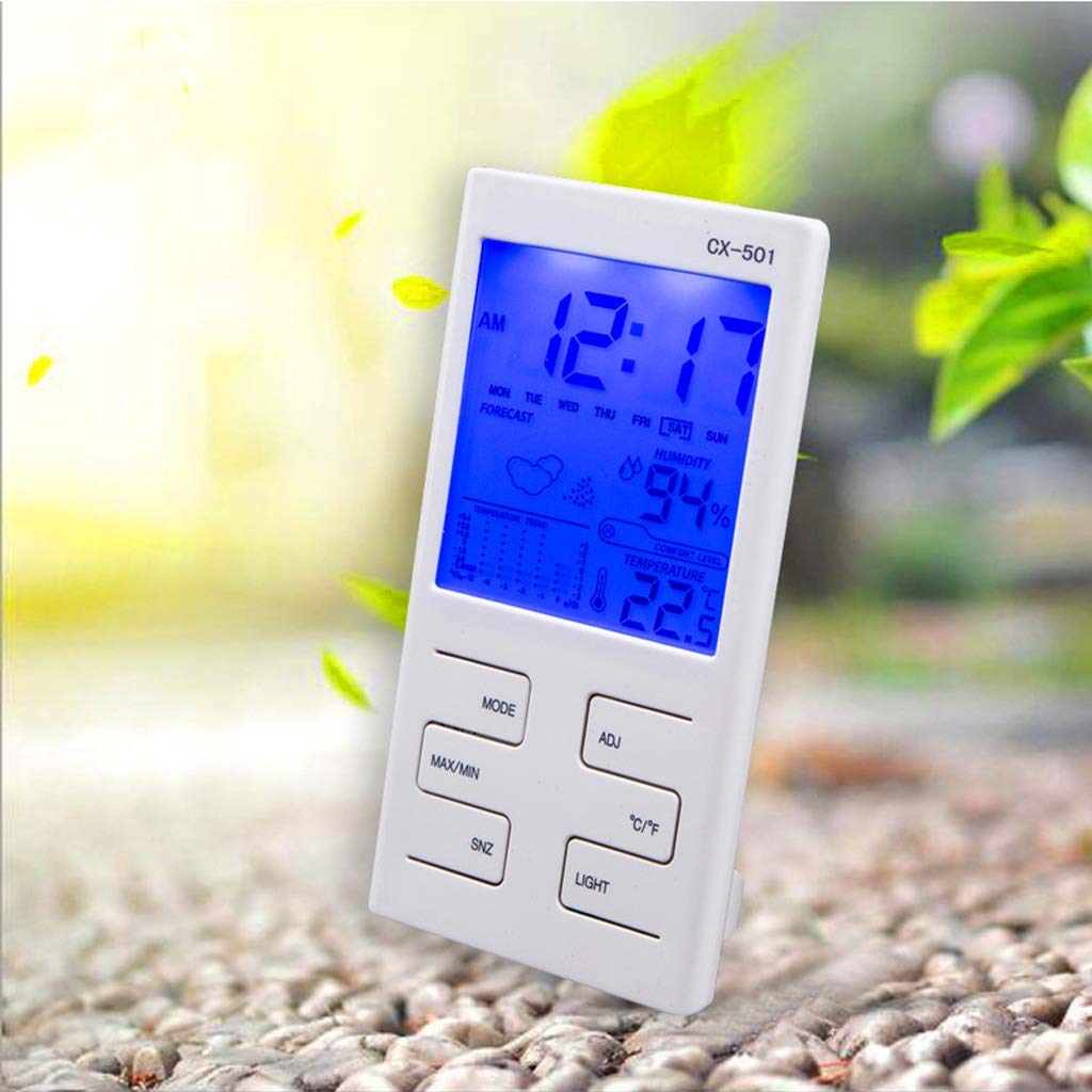 ZIYANZH Digital Thermometer Hygrometer LCD Backlight Multifunctional Indoor Temperature Humidity Meter Clock