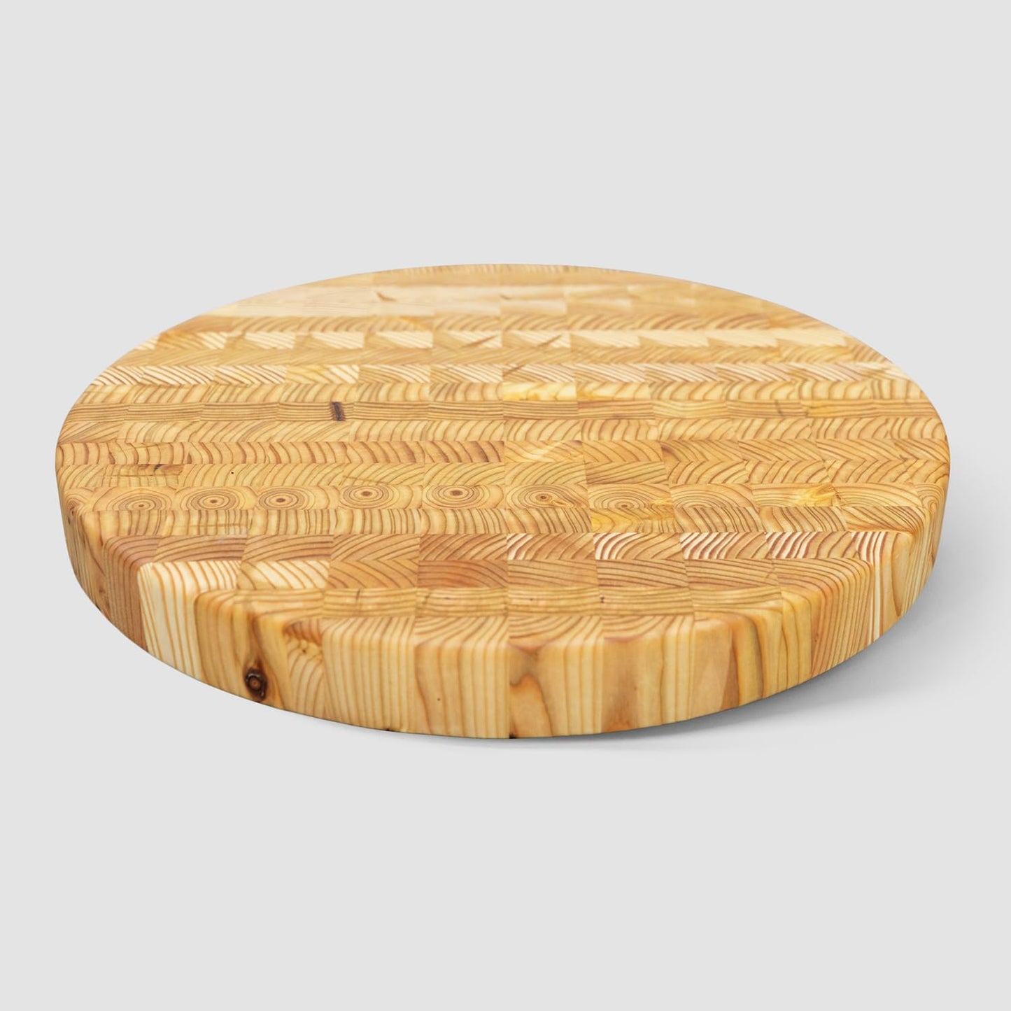 Larch Wood Canada End Grain Round Cutting Board Classic, Standard Line, Handcrafted for Professional Chefs & Home Cooking, 14.5" Diameter x 1.6" Thick