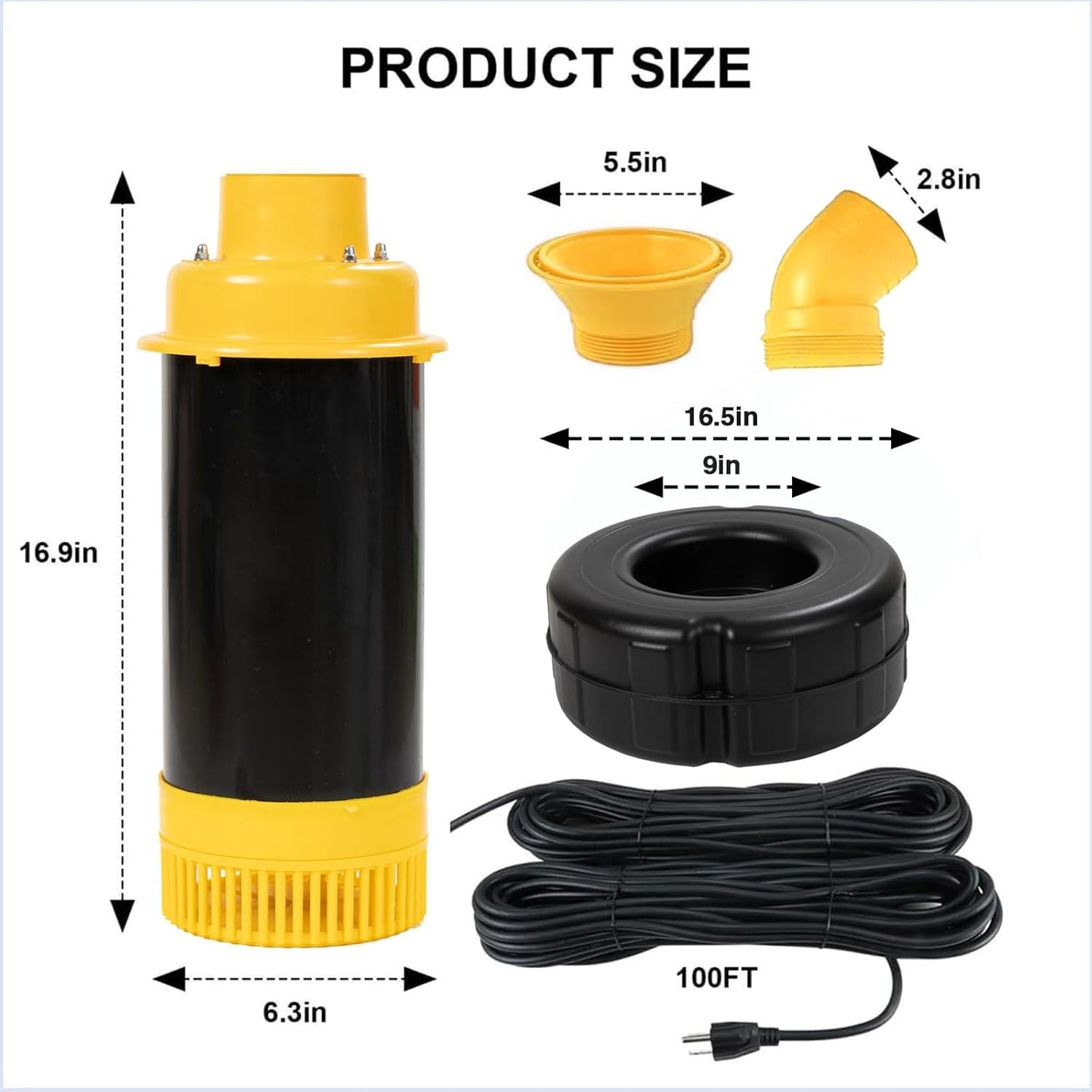 Schupethauer Pond Fountain Aerator, 1HP 110V 750W 15000 GPH PowerfuI Floating Fountain Pump, Unpack and Deploy, with 100FT Power Cord, Timer, Aerating Fountain for Large Ponds Lakes Jet System