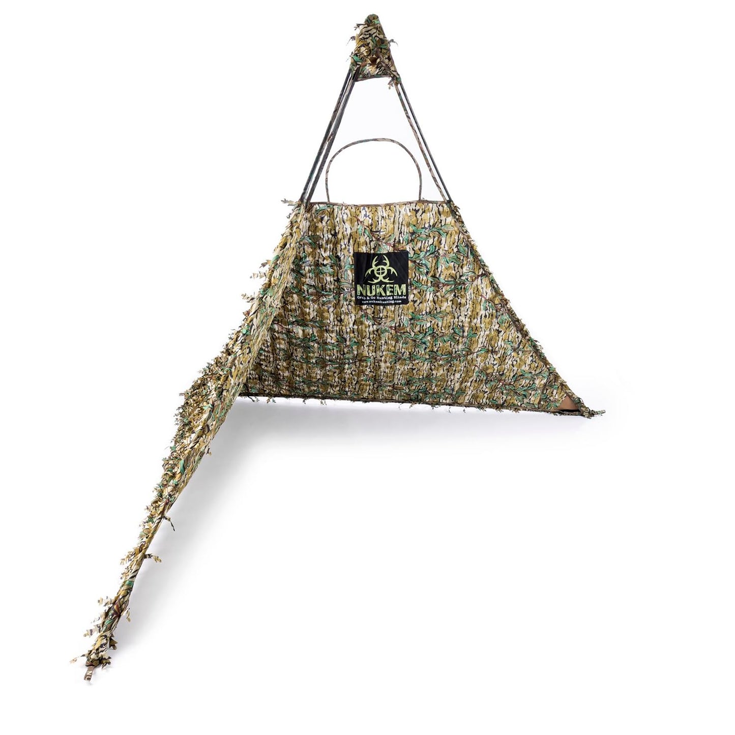 Nukem Grab & Go Hunting Ground Blind - Mossy Oak Greenleaf 3D Leafy - Lightweight Stake-Free Pop Up Turkey & Deer Blind (Regular)