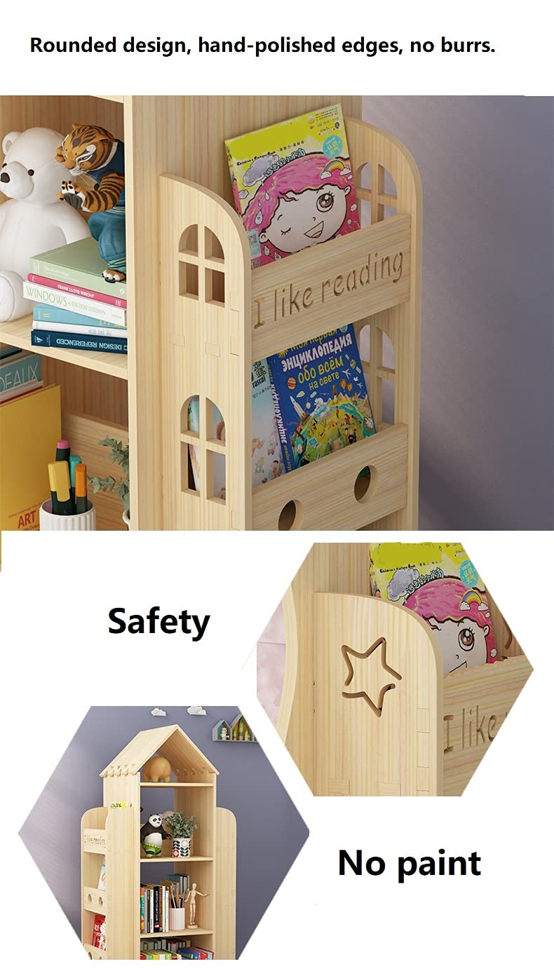 Heehee Rotating Bookshelf 360 Display Floor Standing Bookcase Storage Rack Children's Bookshelf, Wood Book Shelf Organizer Stand for Kids, Storage Book Display Case Bookrack