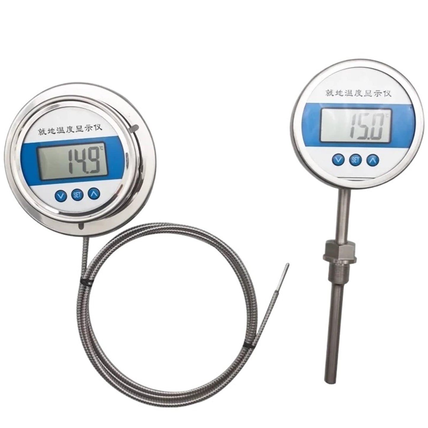XDAEZWFQ 1pcs Battery Powered on-site Temperature Display Instrument, and Anti-Corrosion Integrated Digital Thermometer(500mm)