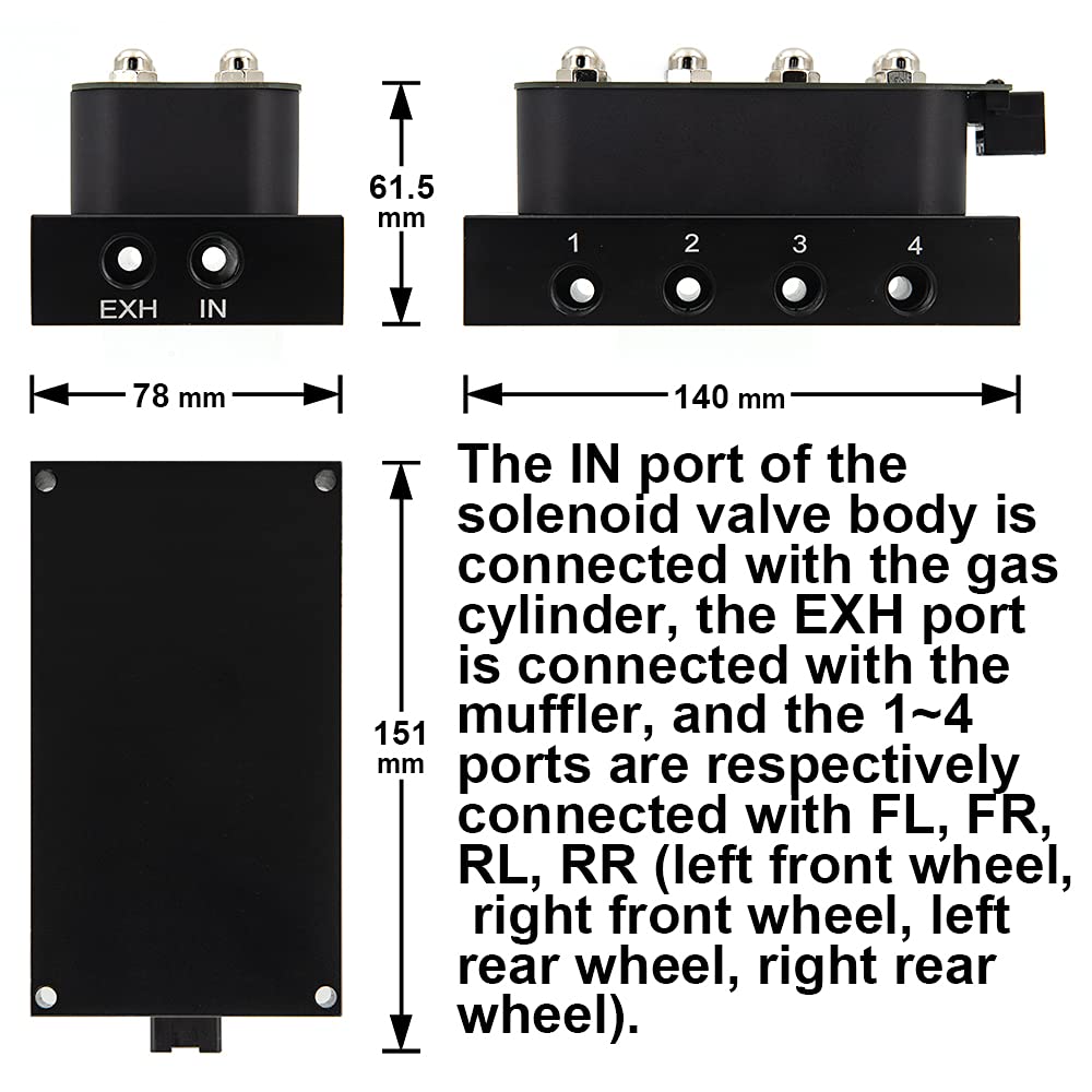 12V Solenoid 8-Valve Air Ride Suspension Manifold Valve with Control Panel Ship Type Switch, Equipped with Five Display air Pressure Gauge red